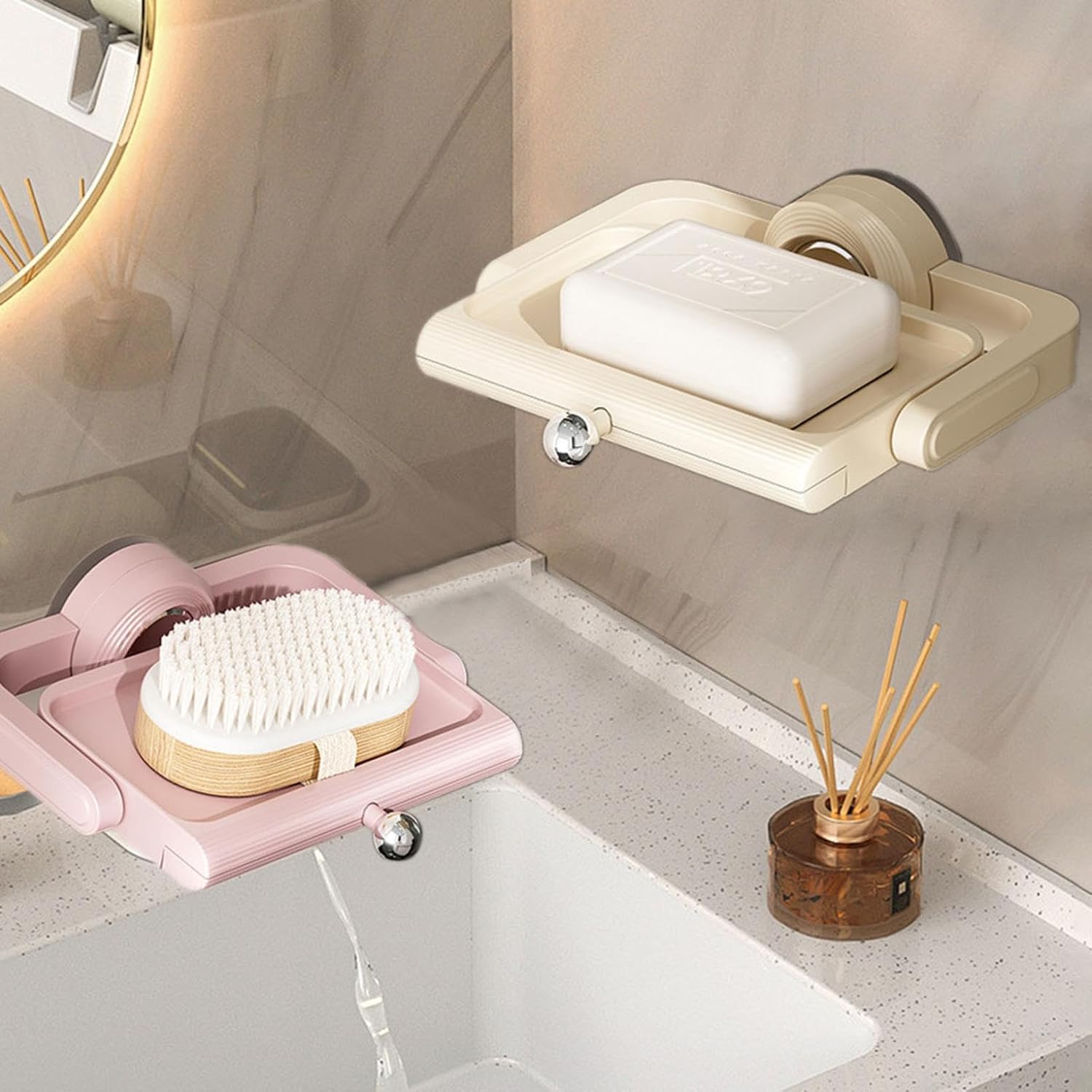 360 Rotatable Suction Cup Soap Holder - Beige