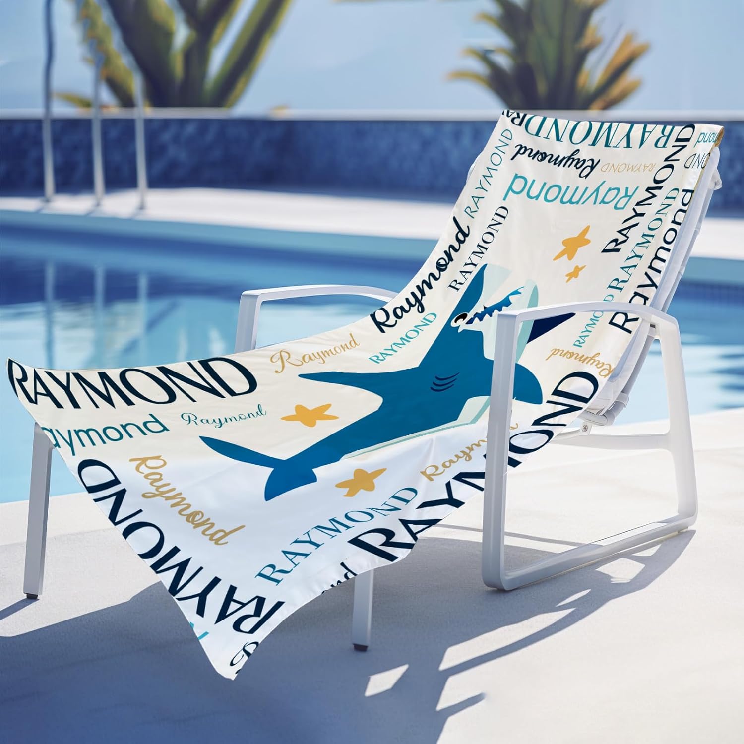 Personalized Beach Towel with Name - Shark Design