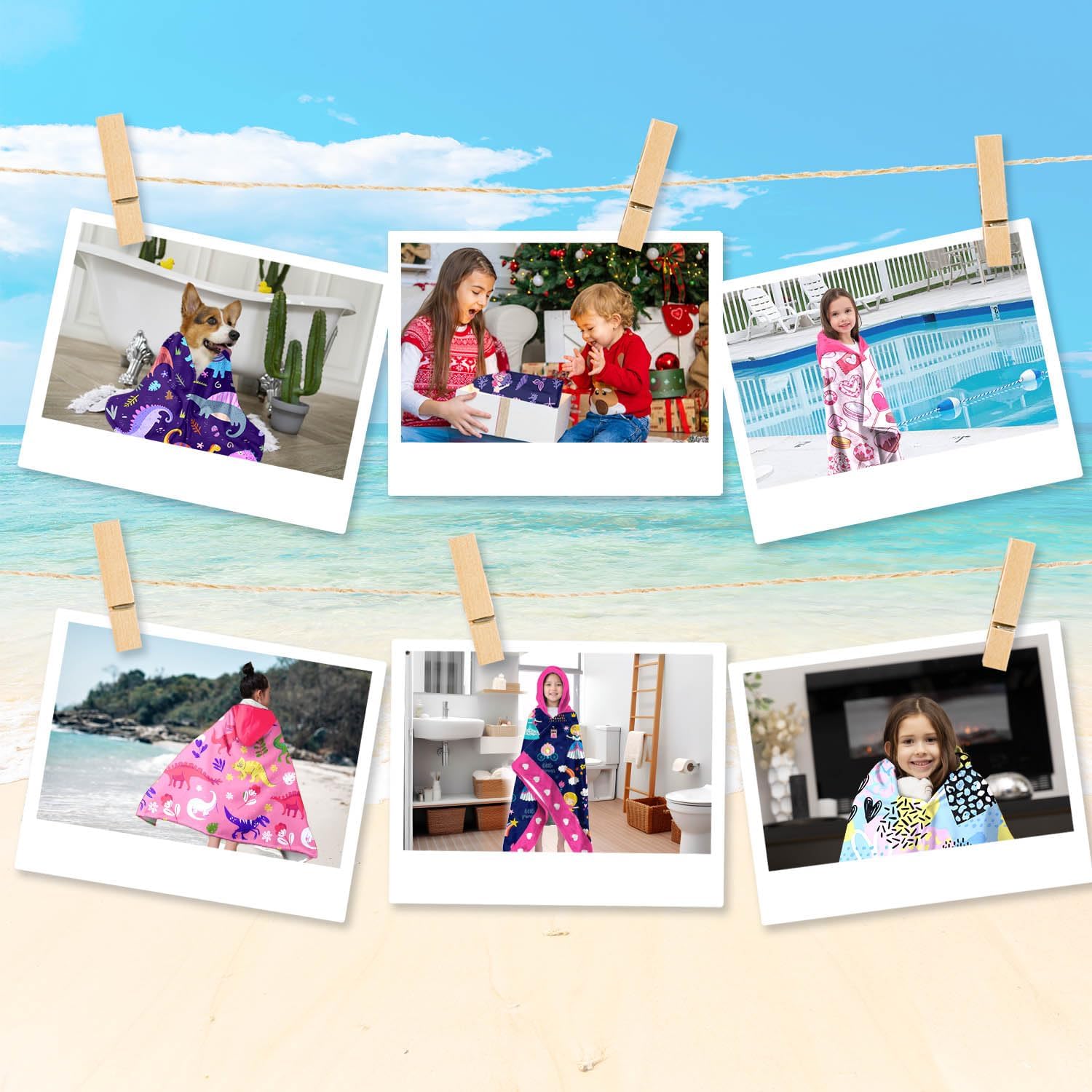 Ritiga Dance Girls Hooded Beach Towel for Kids 4-8