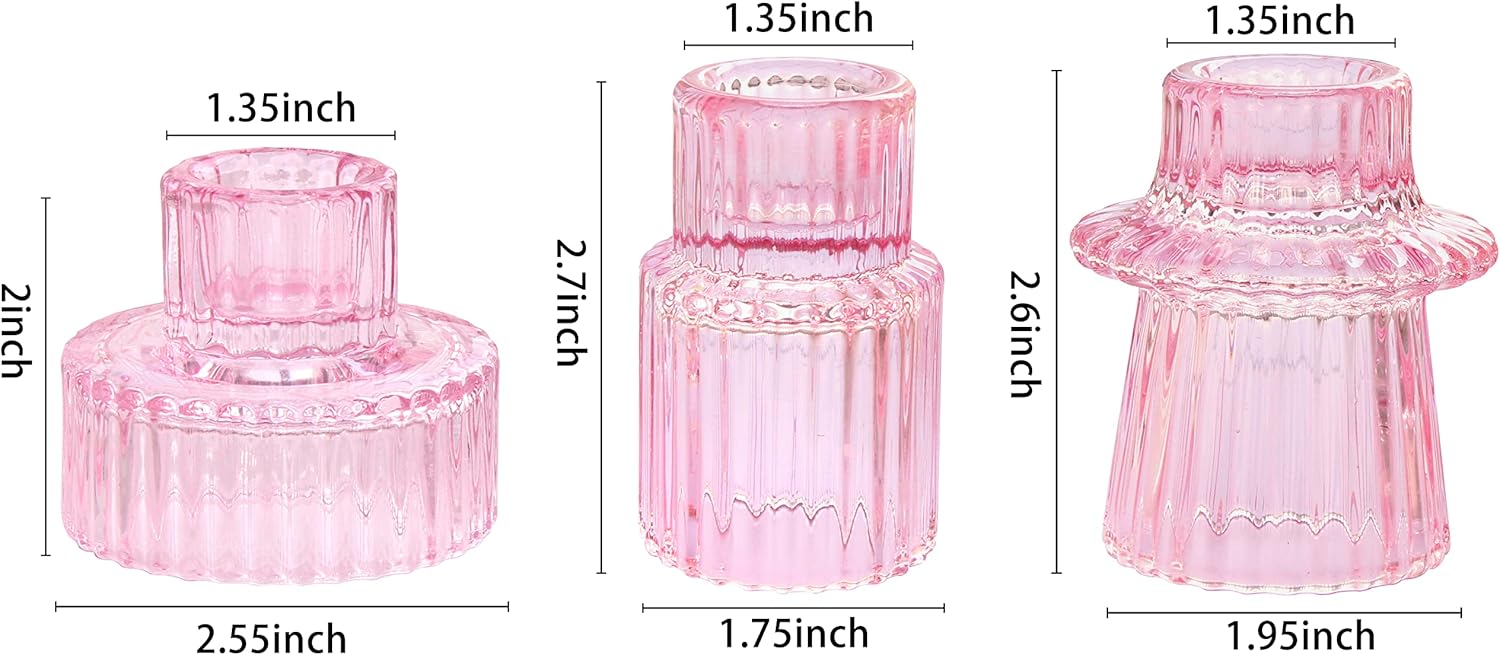 Vixdonos Pink Candlestick Holders Set of 3