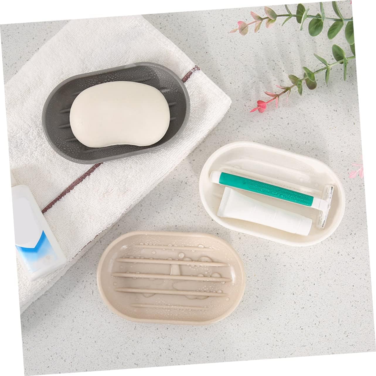 HOOTNEE Oval Soap Dish for Bathroom Shower Bathtub Kitchen