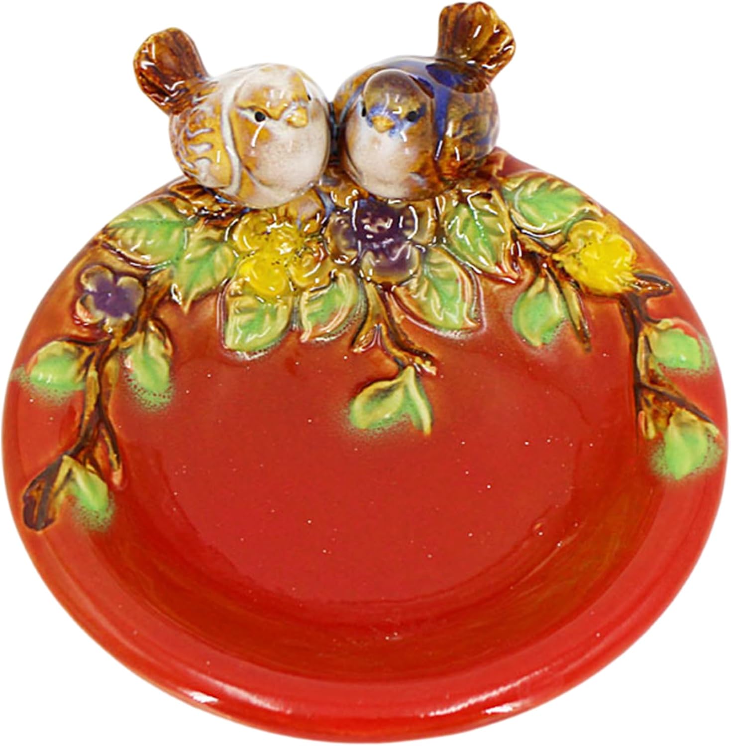 Ceramic Soap Dish with 2 Birds and Flower Design