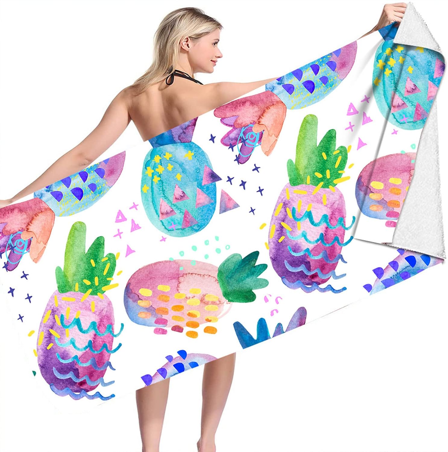 Pineapple Print Beach Towel Quick Dry Sand Free for Women
