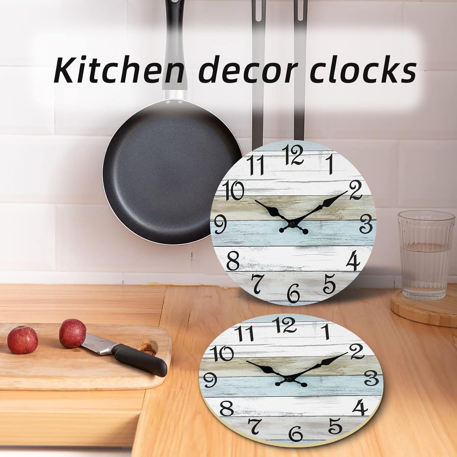 CHYLIN Silent Wall Clock 8 Rustic Decorative