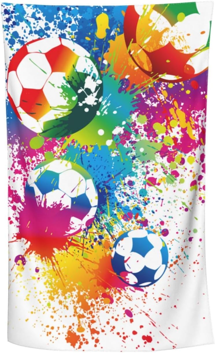 VOOHDDY Colorful Soccer Football Fun Beach Towel