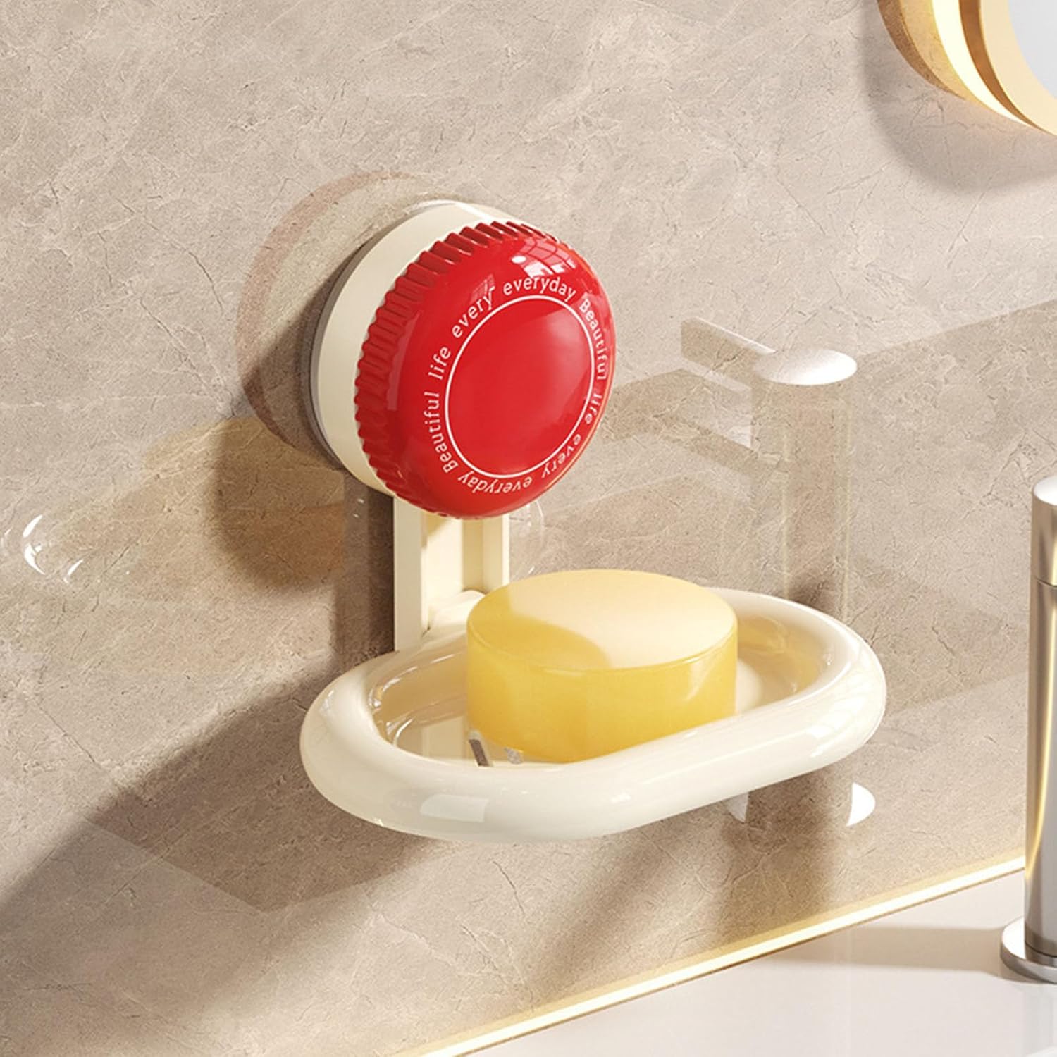 Suction Cup Soap Dish for Shower Red