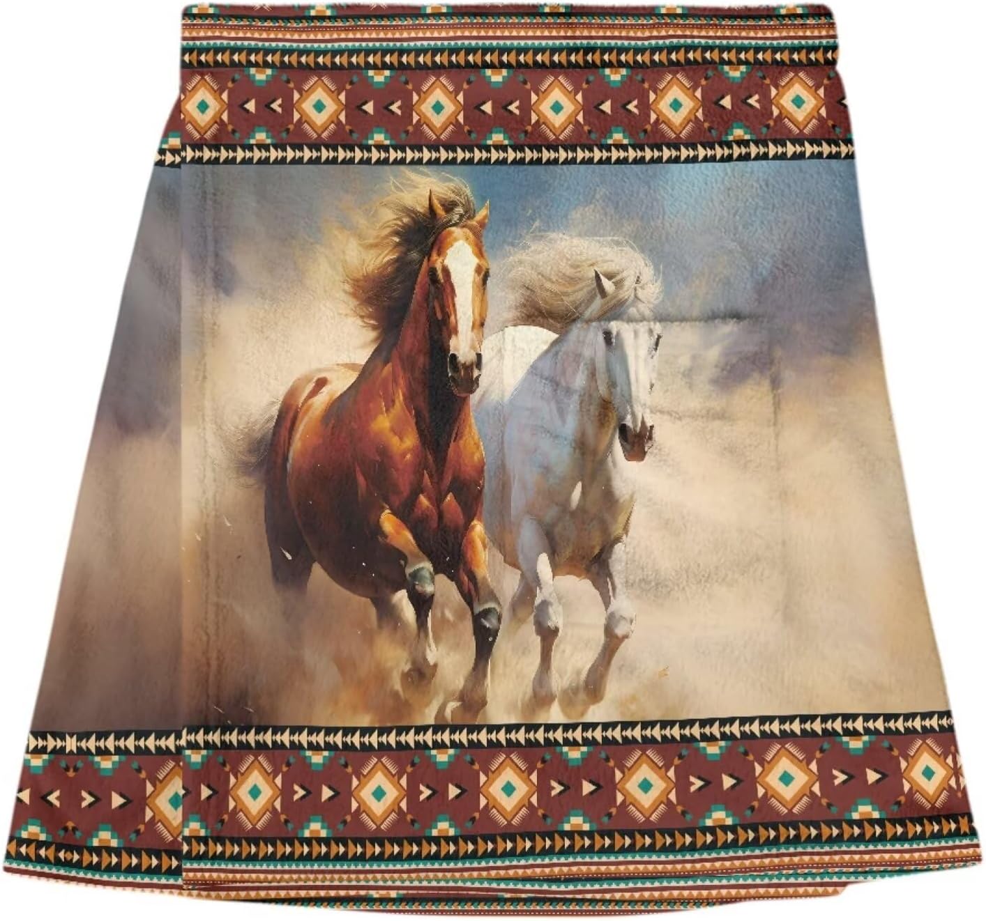 Mens Aztec Horse Bath Towel Wrap Adjustable with Hook and Loop Fasteners