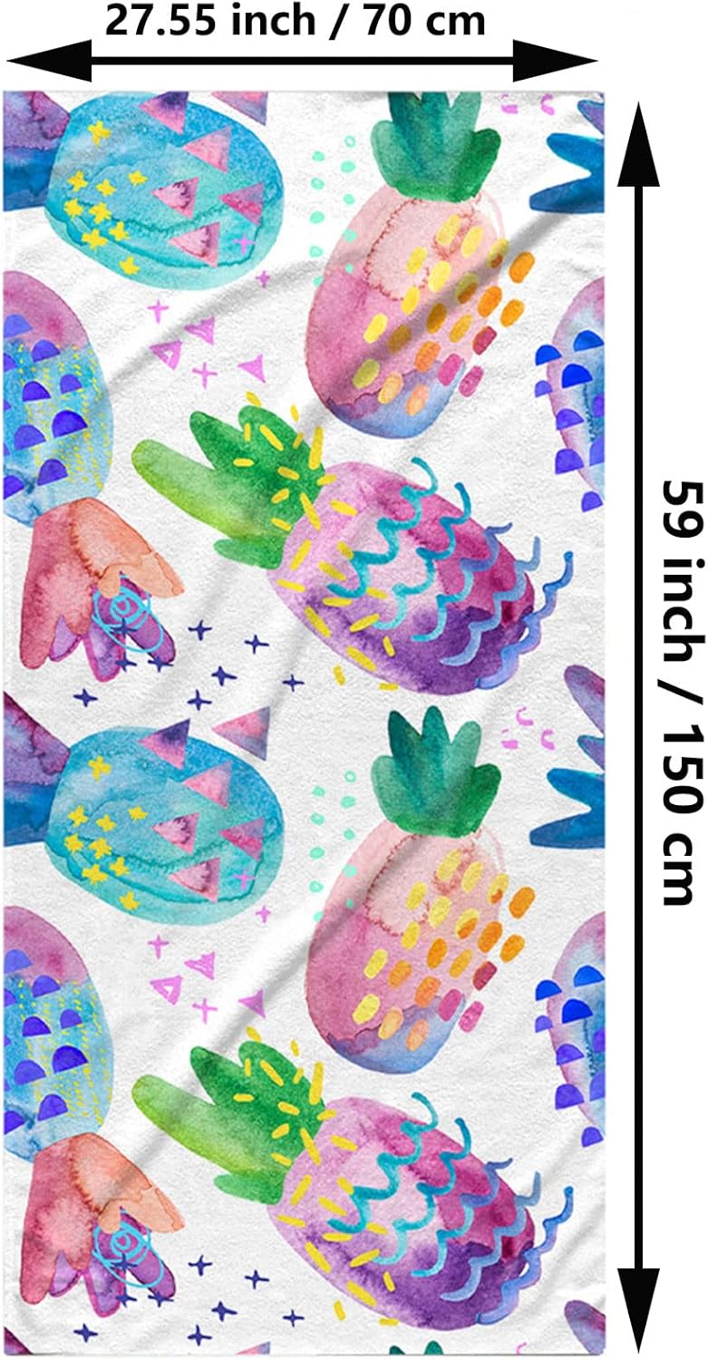 Pineapple Print Beach Towel Quick Dry Sand Free for Women