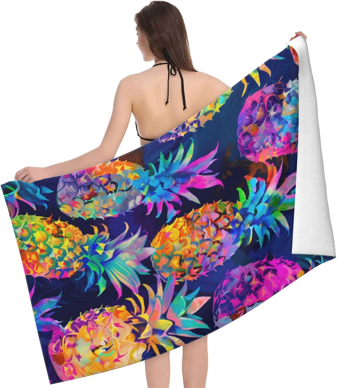 Colorful Pineapple Beach Towel - 52x32 Microfiber Sand Free