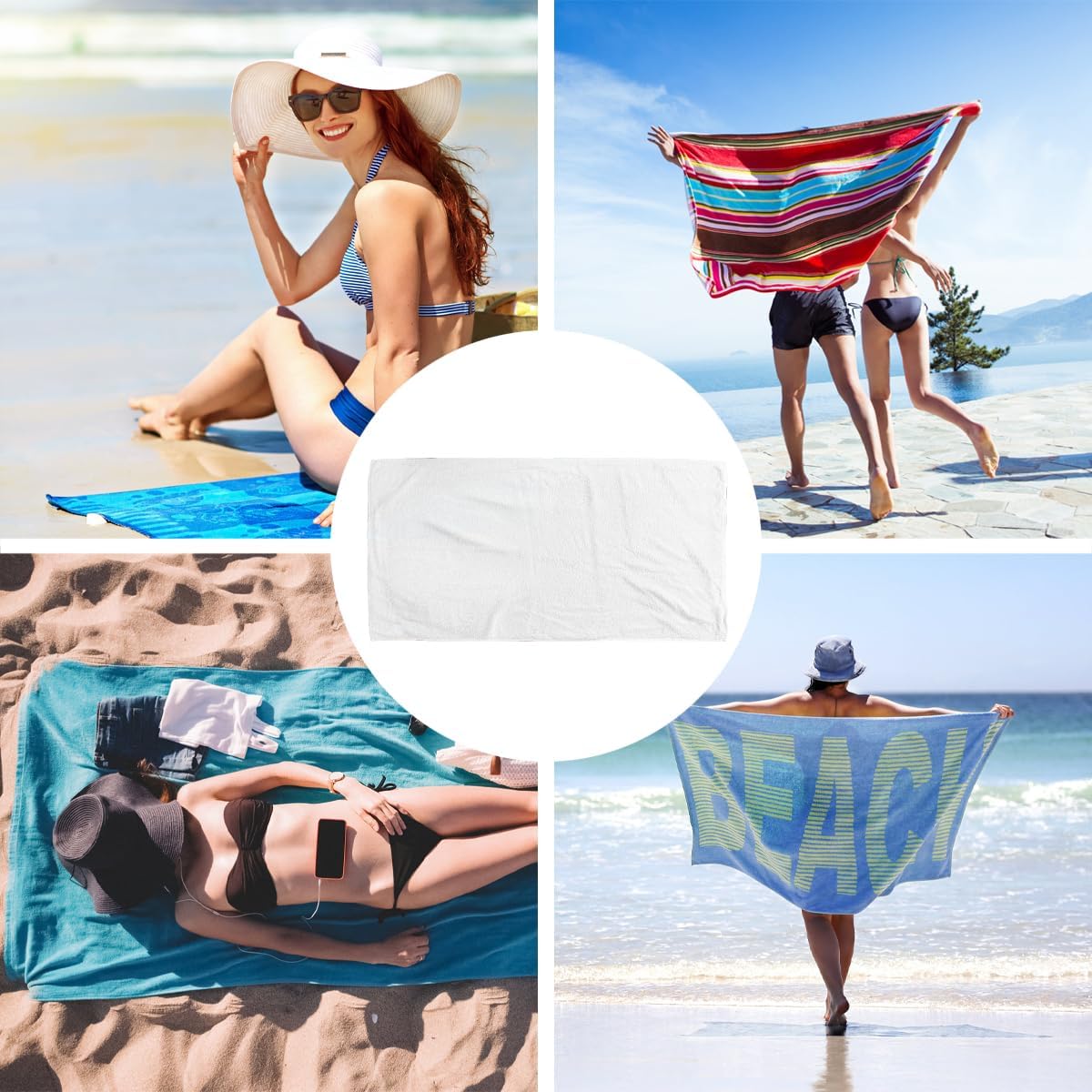 Custom Personalized Beach Towel with Photo and Text 1