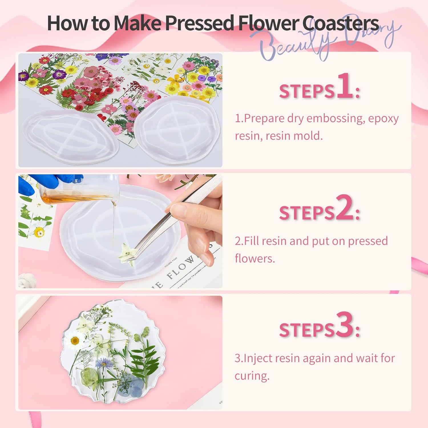 190 Pcs Dried Pressed Flowers for Resin Crafts 1