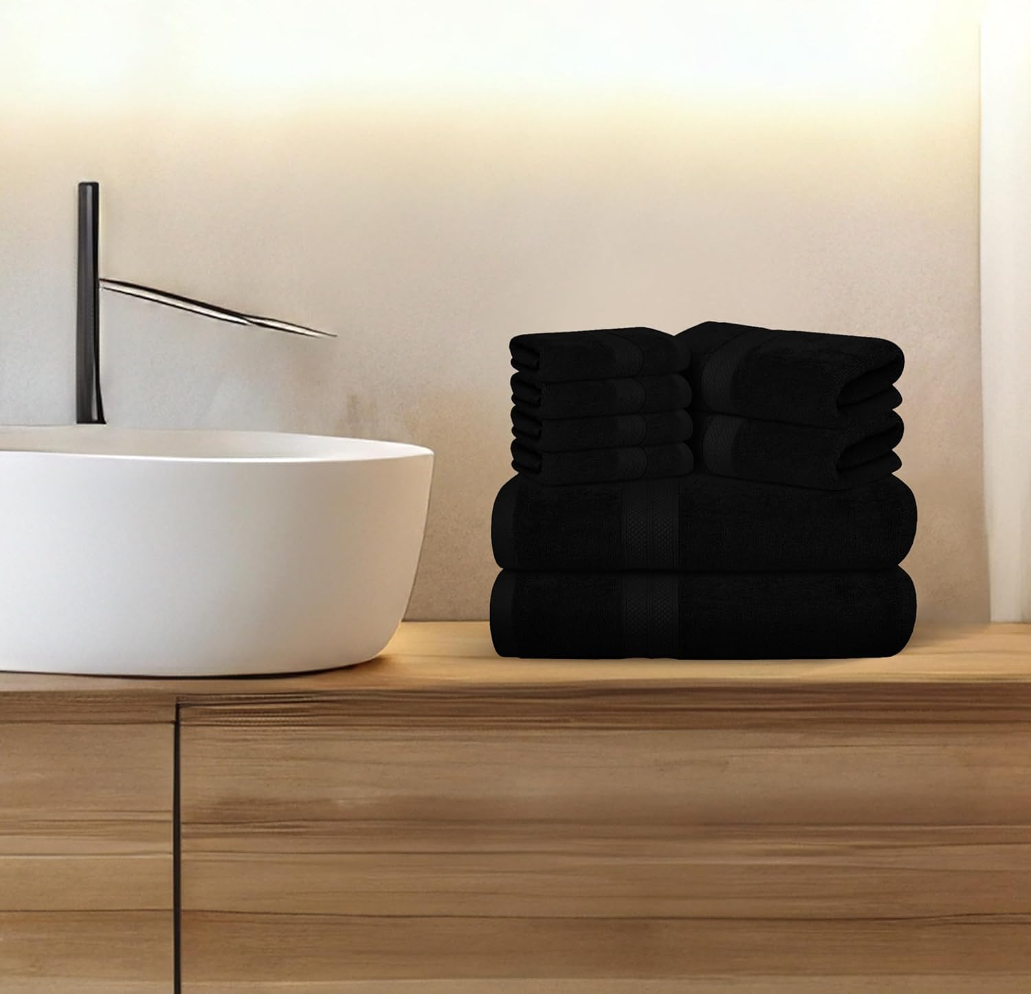 Avalon Towels Luxury 8-Piece Set Black