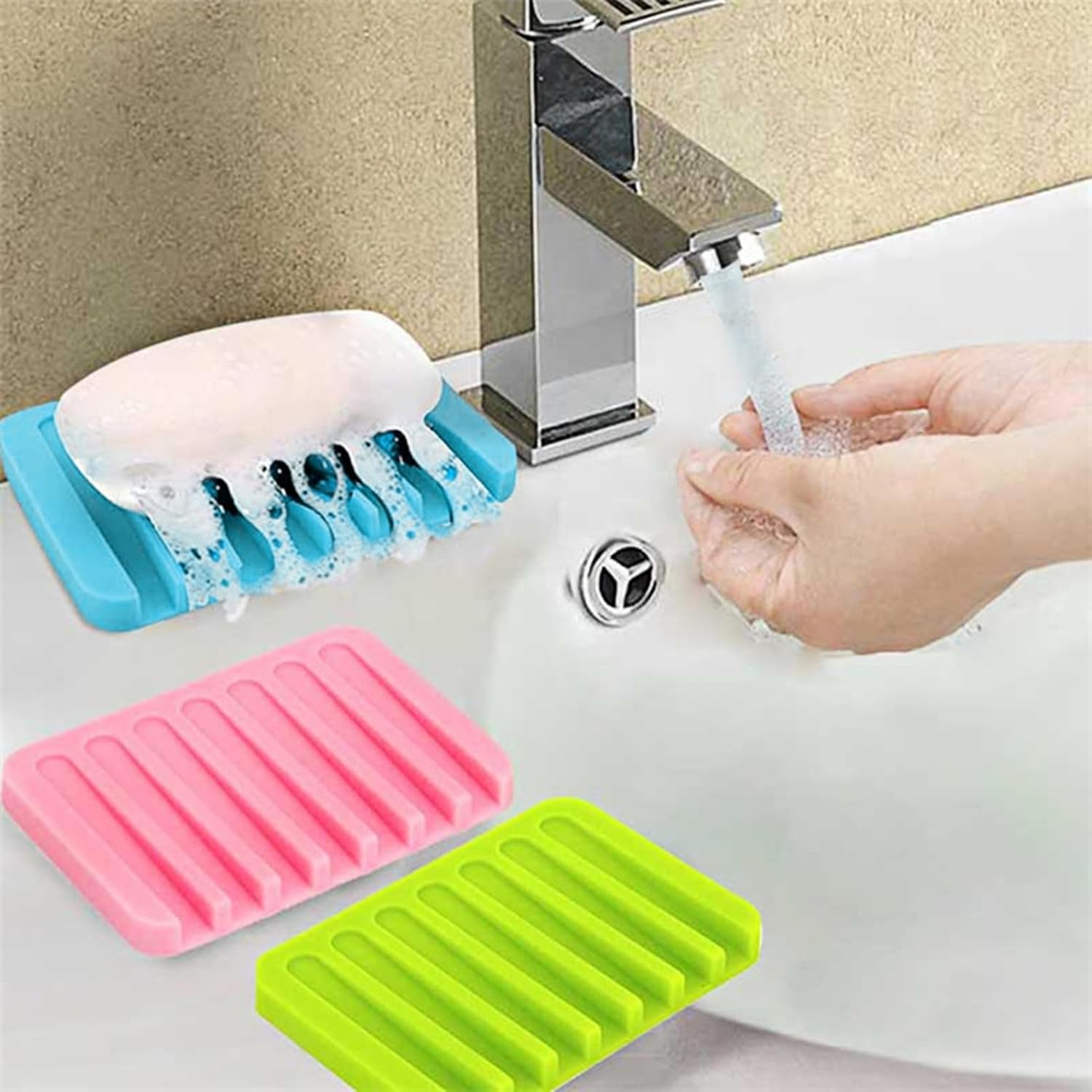 Quick Self-Draining Silicone Soap Holder for Home Kitchen