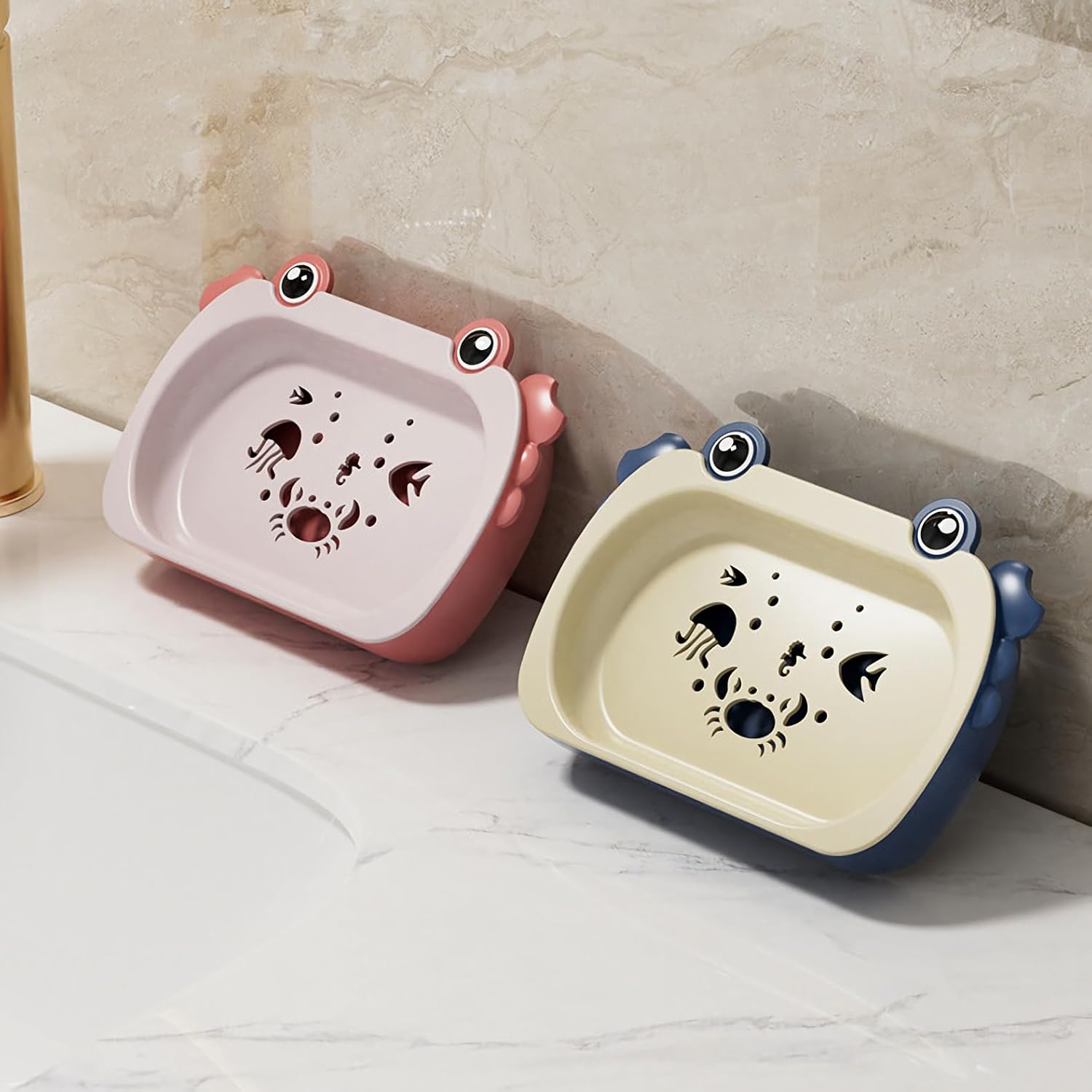 Ocean Crab Soap Dish with Double-Layer Drain Red