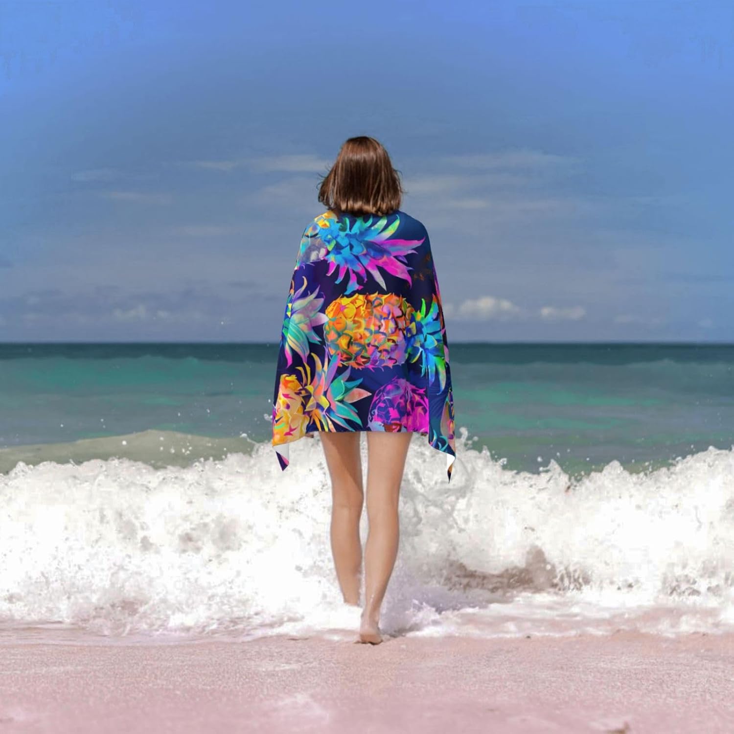 Colorful Pineapple Beach Towel - 52x32 Microfiber Sand Free