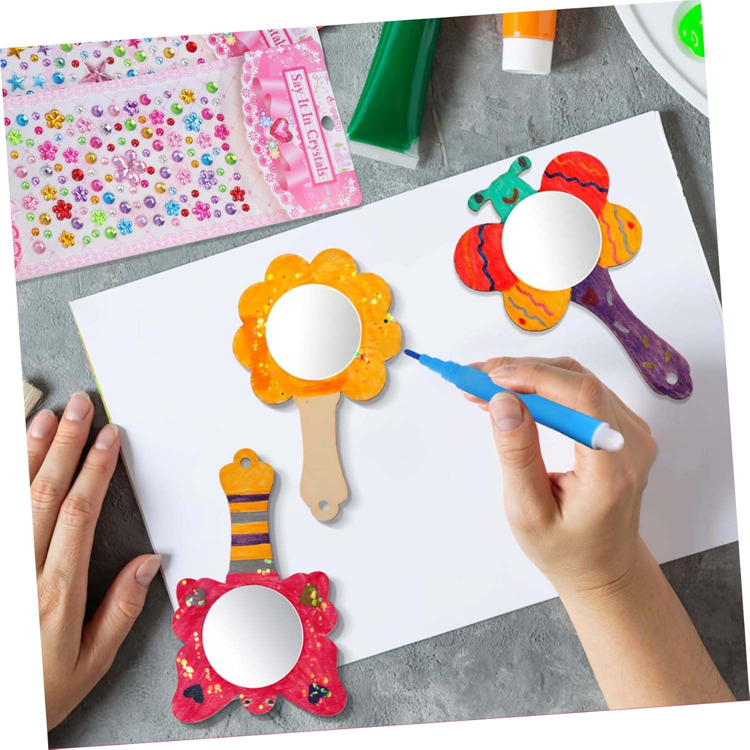 Veemoon Small Wooden Mirror Craft Kit