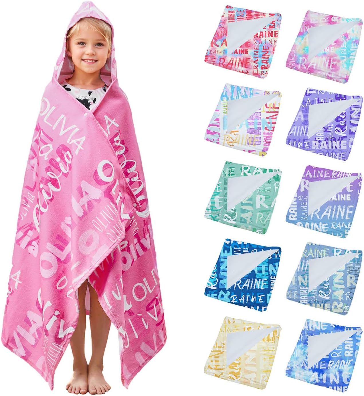 Personalized Hooded Bath Towel for Kids 4-8 with Name