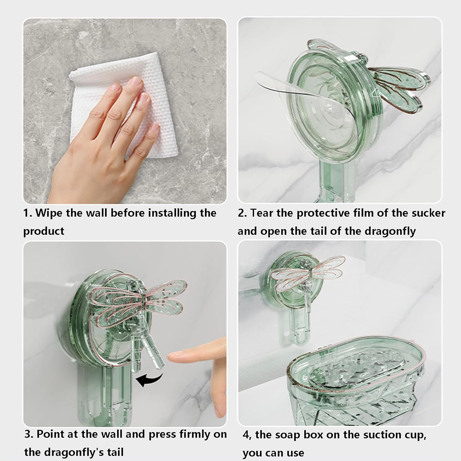 Dragonfly Suction Cup Soap Dish Holder for Shower and Sink