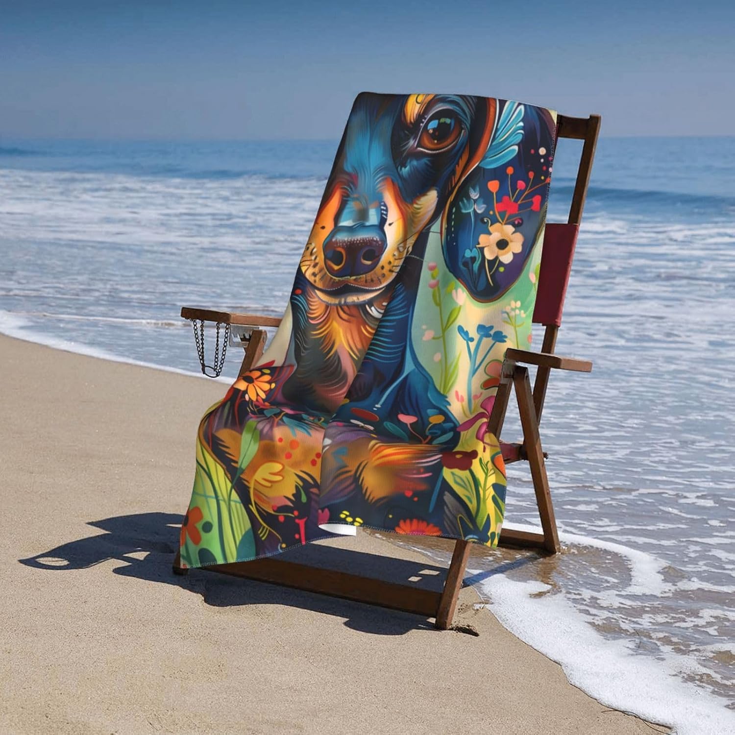 Colorful Dachshund Beach Towel 31x51 Inches