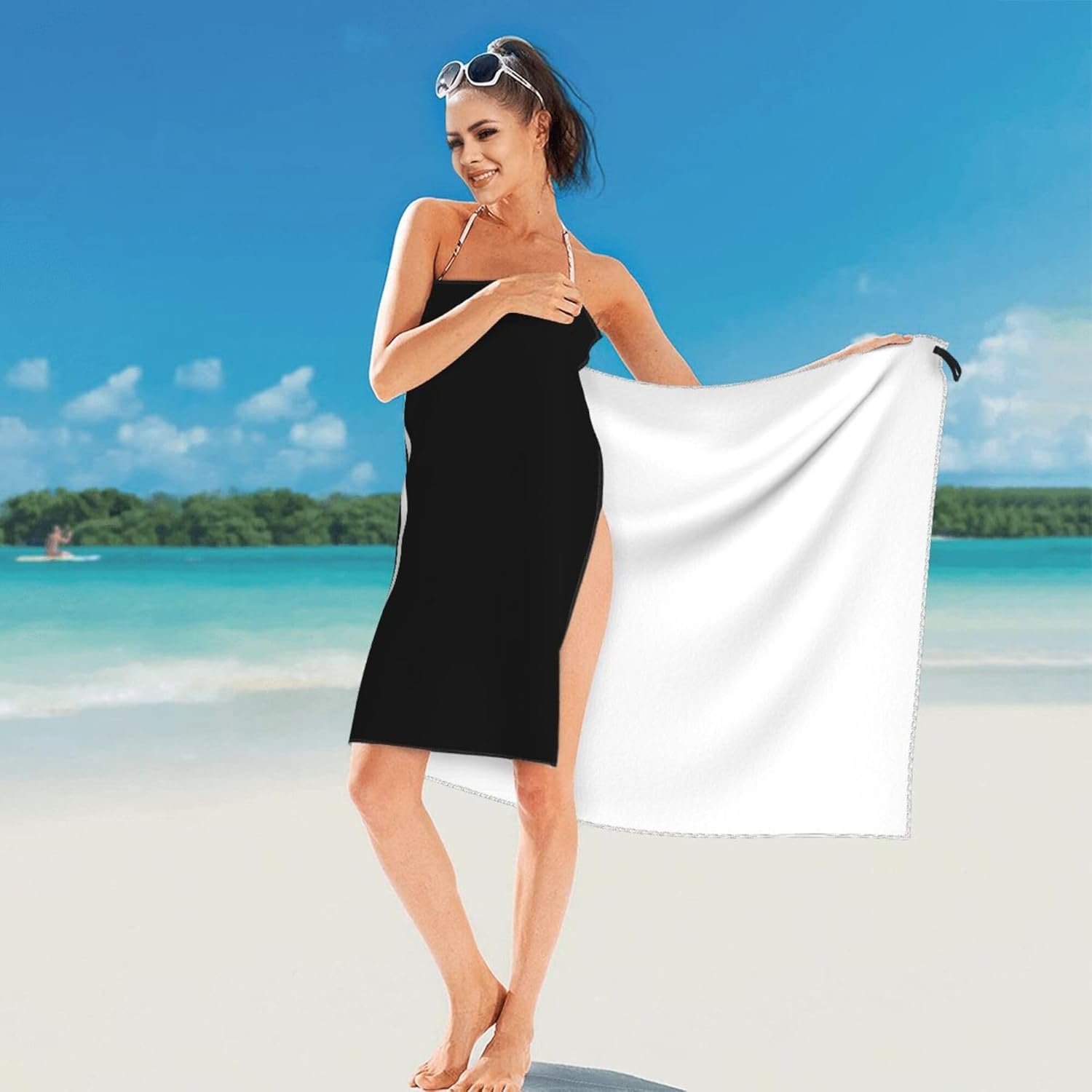 Custom Beach Towel with Text Logo and Photo
