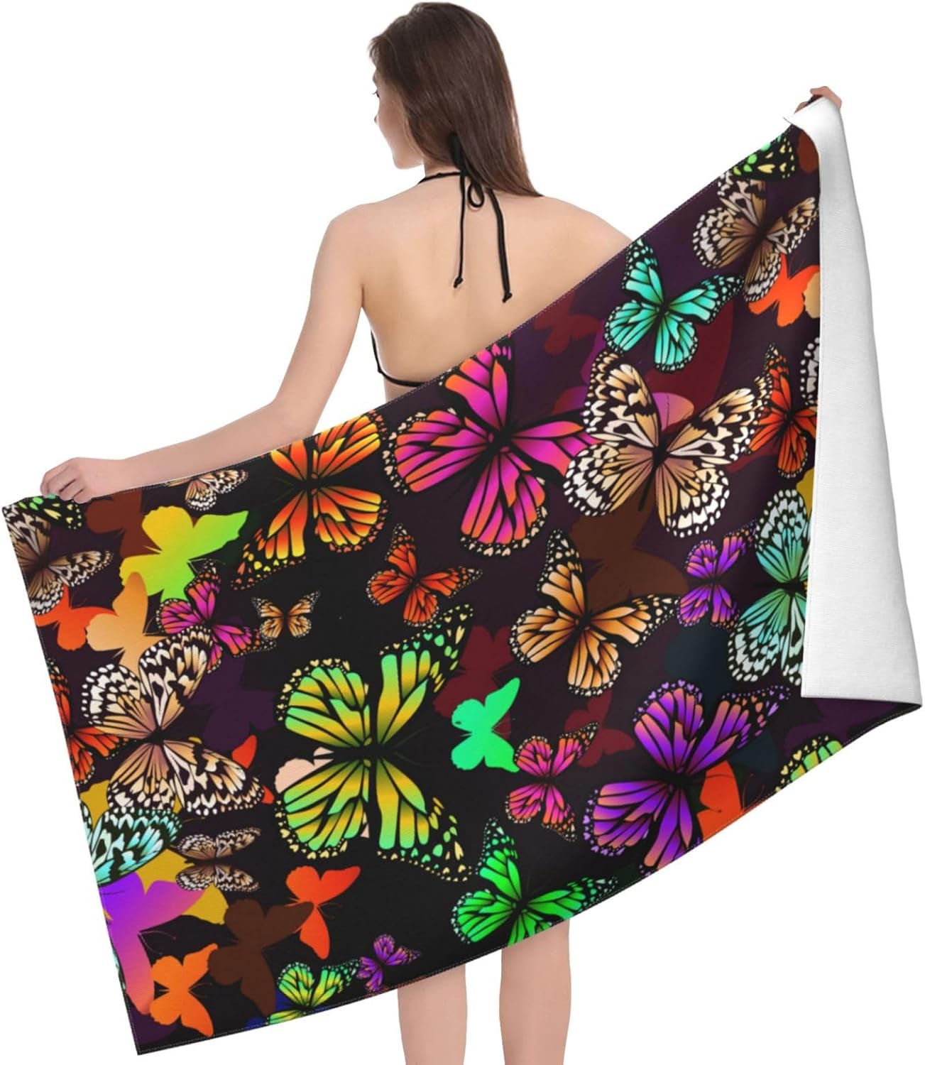 VOOHDDY Bright Butterfly Beach Towel for Adults Kids Travel Pool Camping