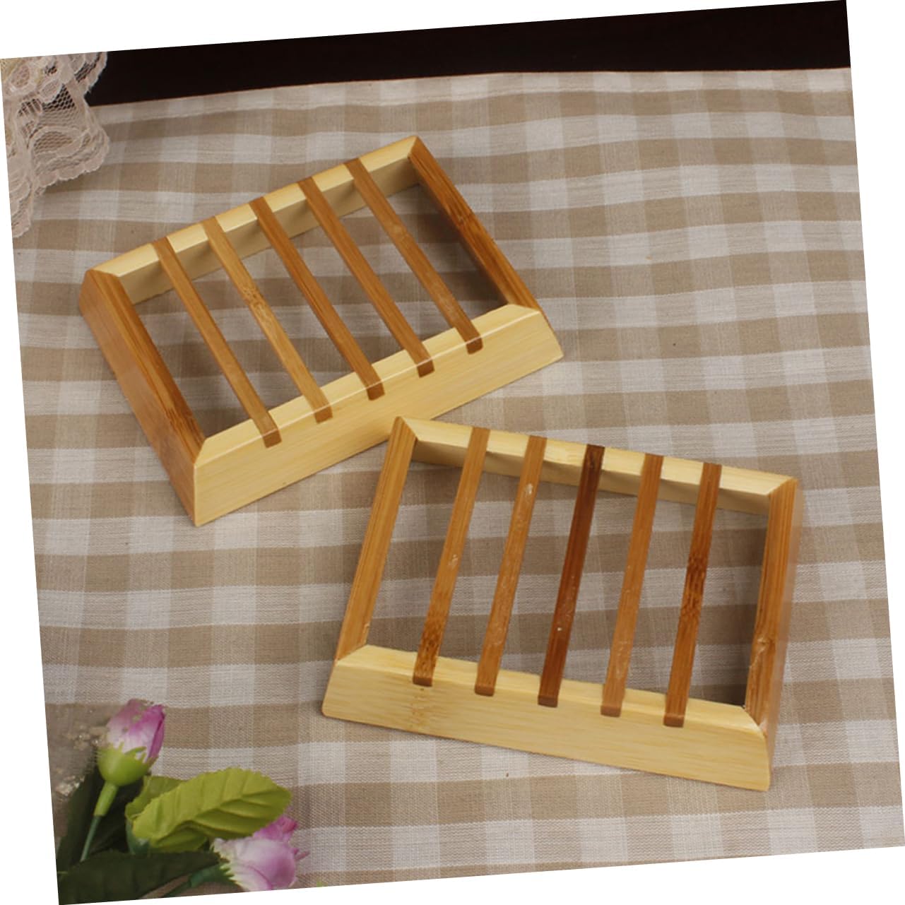 Natural Wooden Soap Dish Tray Holder Organizer Rack