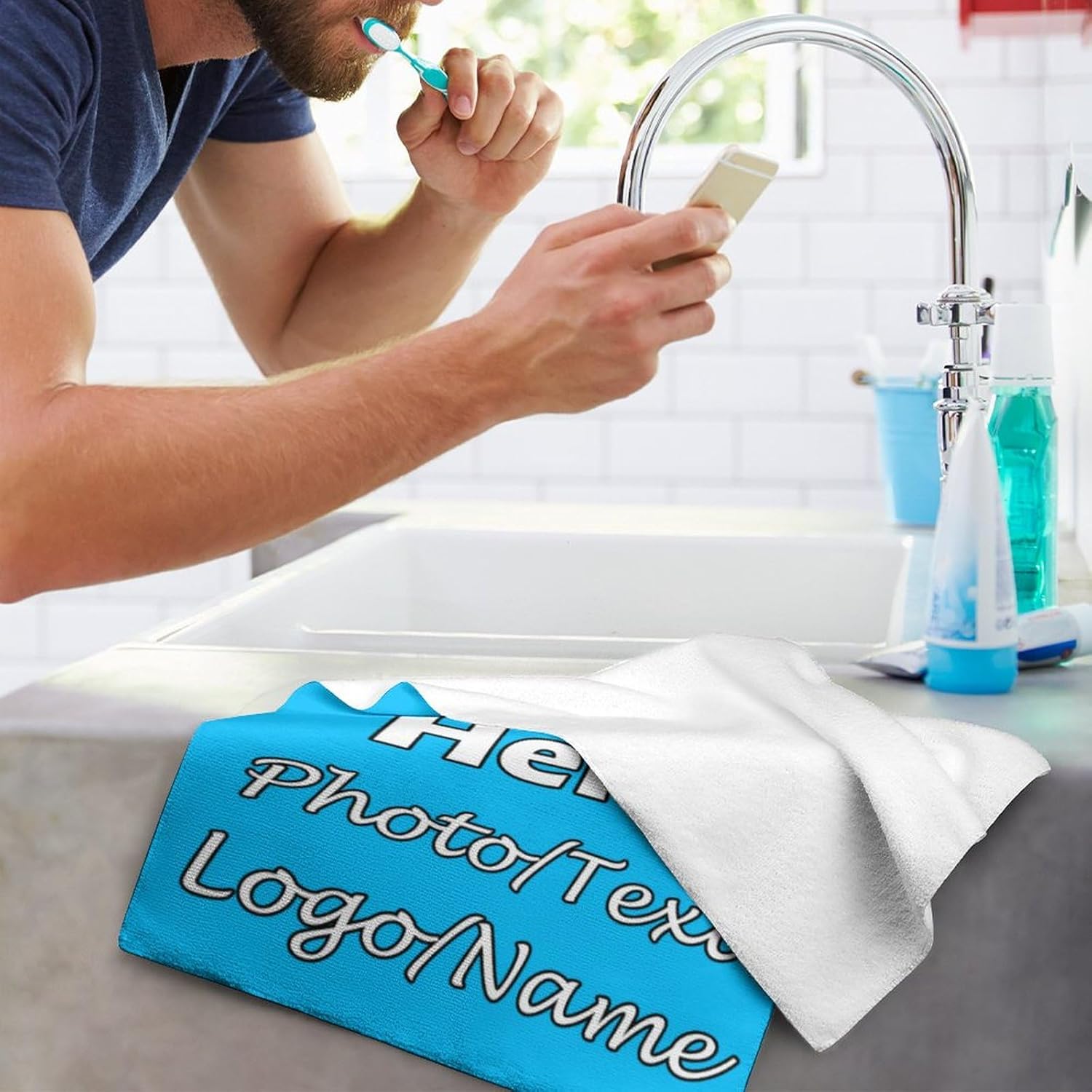 Custom Ultrafine Fiber Face Towel - Personalized Quick Dry Towel with Text and Image