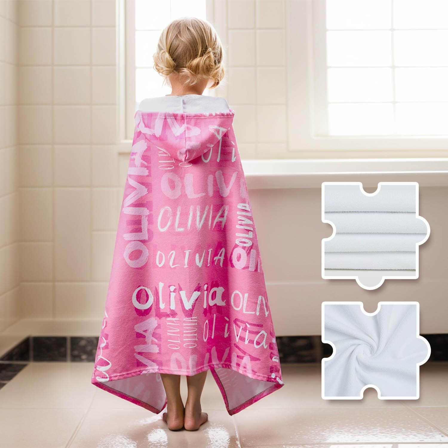 Personalized Hooded Bath Towel for Kids 4-8 with Name
