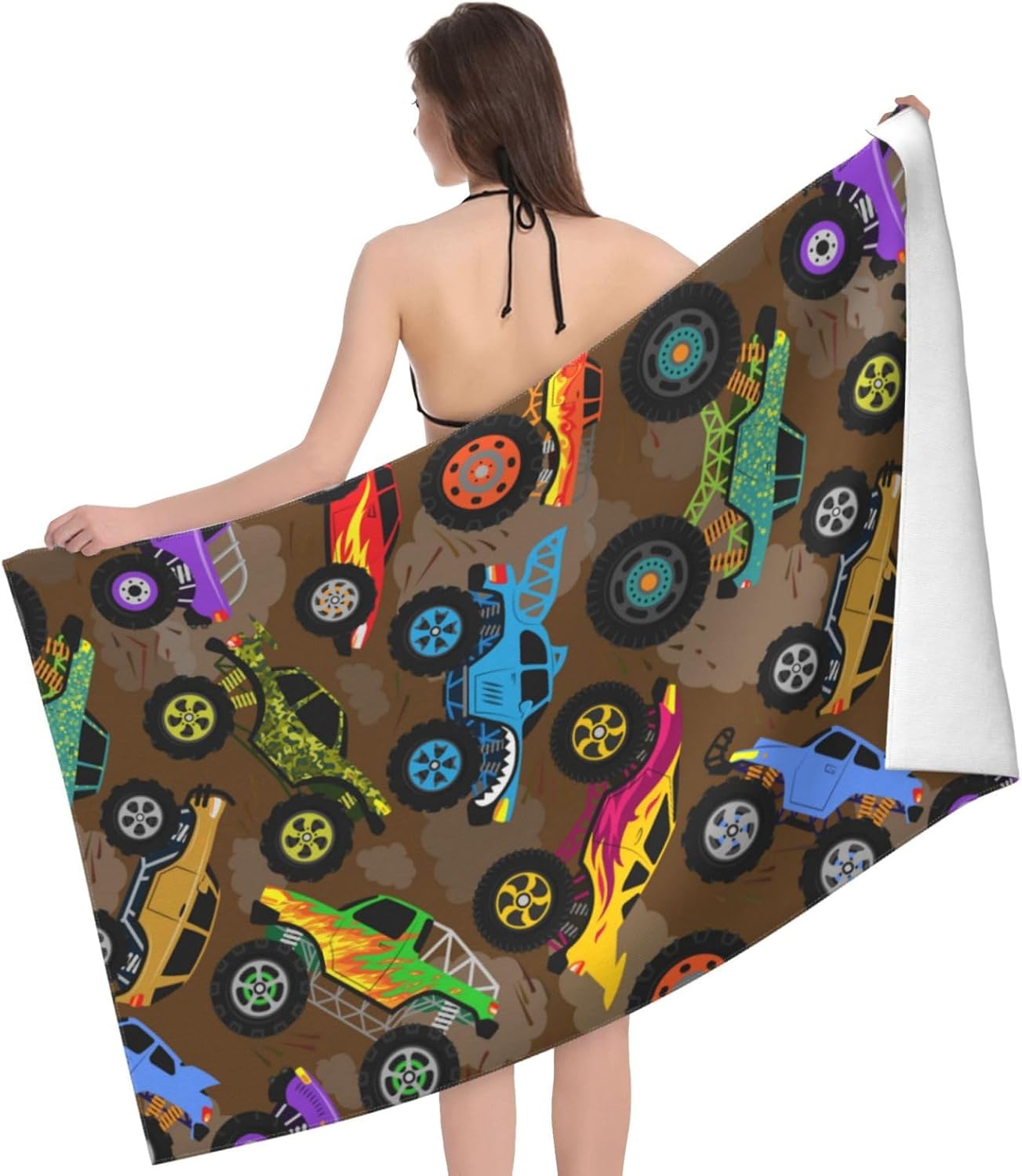 HKHEHOP Monster Vintage Truck Cartoon Beach Towel