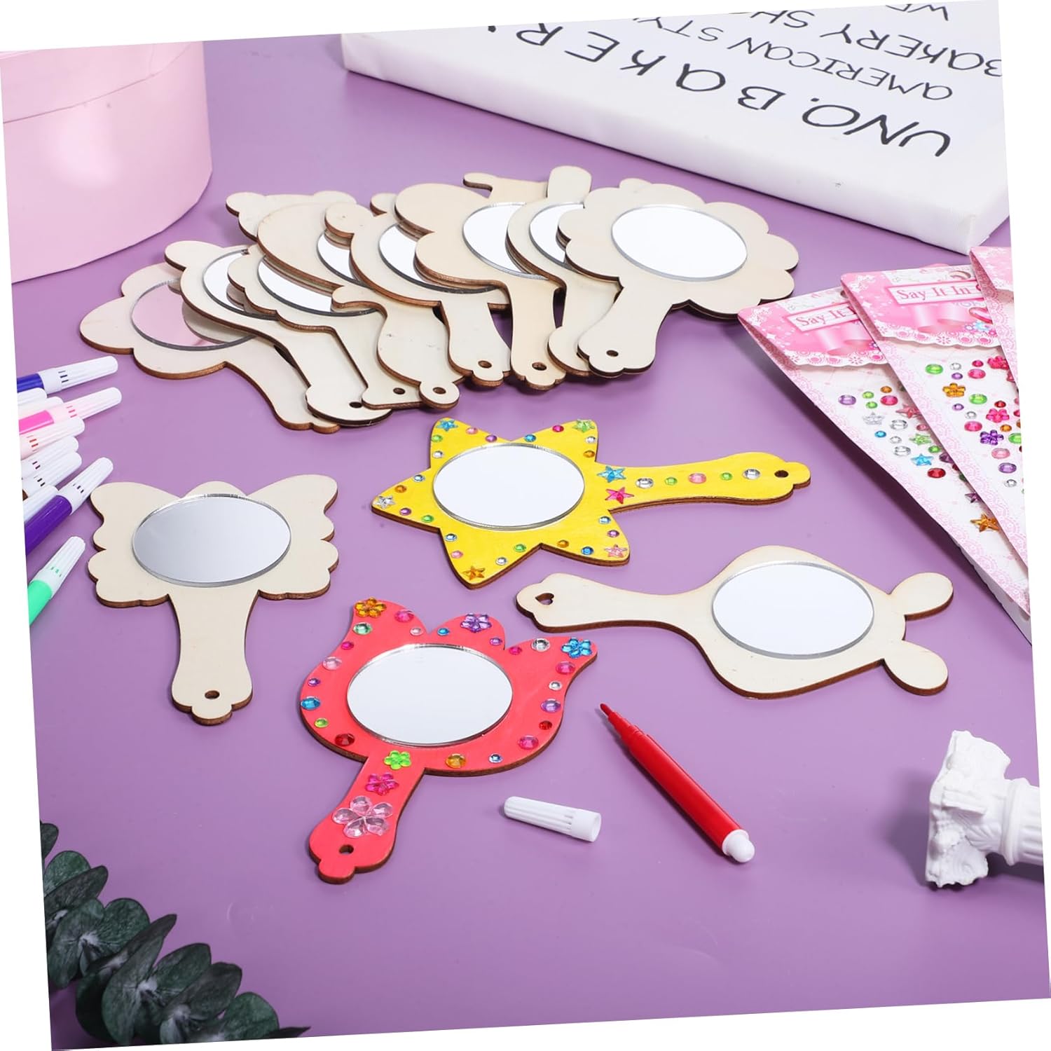 Veemoon Small Wooden Mirror Craft Kit
