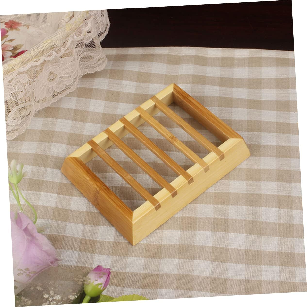 RORPOIR Bamboo Soap Holder Wooden Sink Organizer with Drainage