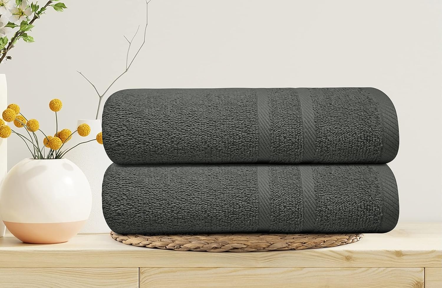 Looperry 6 Pack Small Bath Towel Set - Charcoal Grey 1
