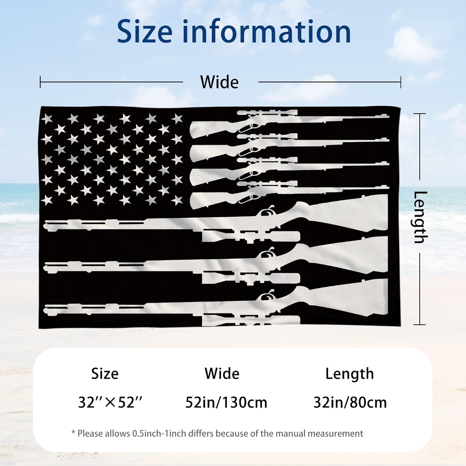 WZOMT Funny Flag Beach Towel - Microfiber Patriotic Blanket