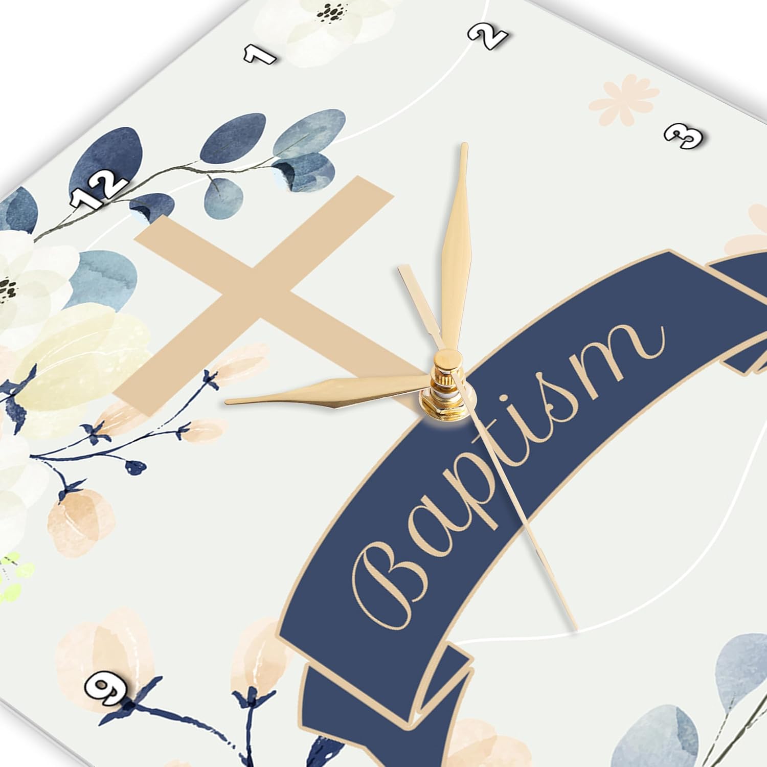 3dRose Wall Clock - 13 Inch Silent Baby Baptism Design