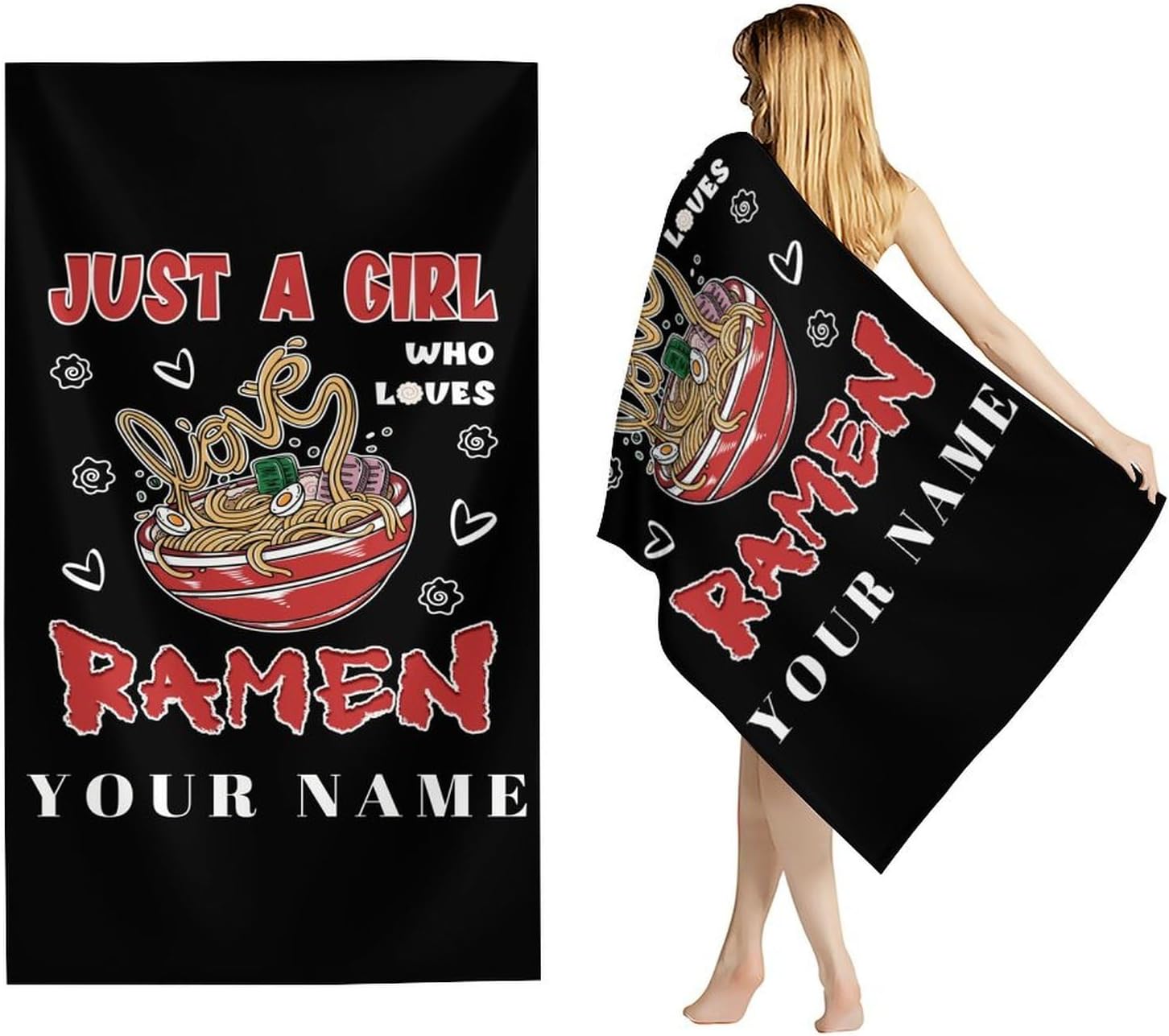 Custom Beach Towel for Kids - Soft Quick-Dry Ramen Towel