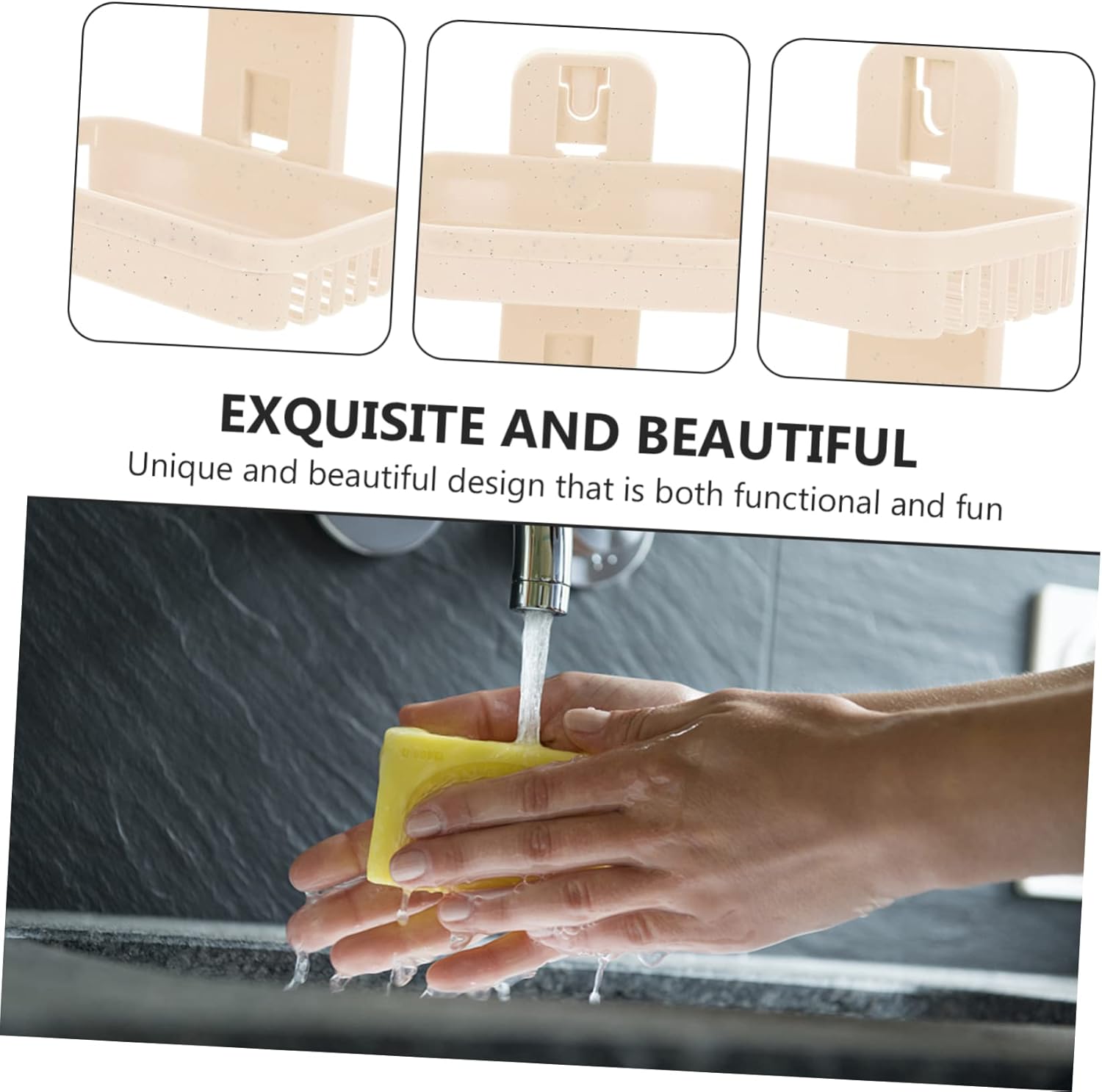 ABOOFAN 2-Layer Wall Soap Holder No Drilling Required