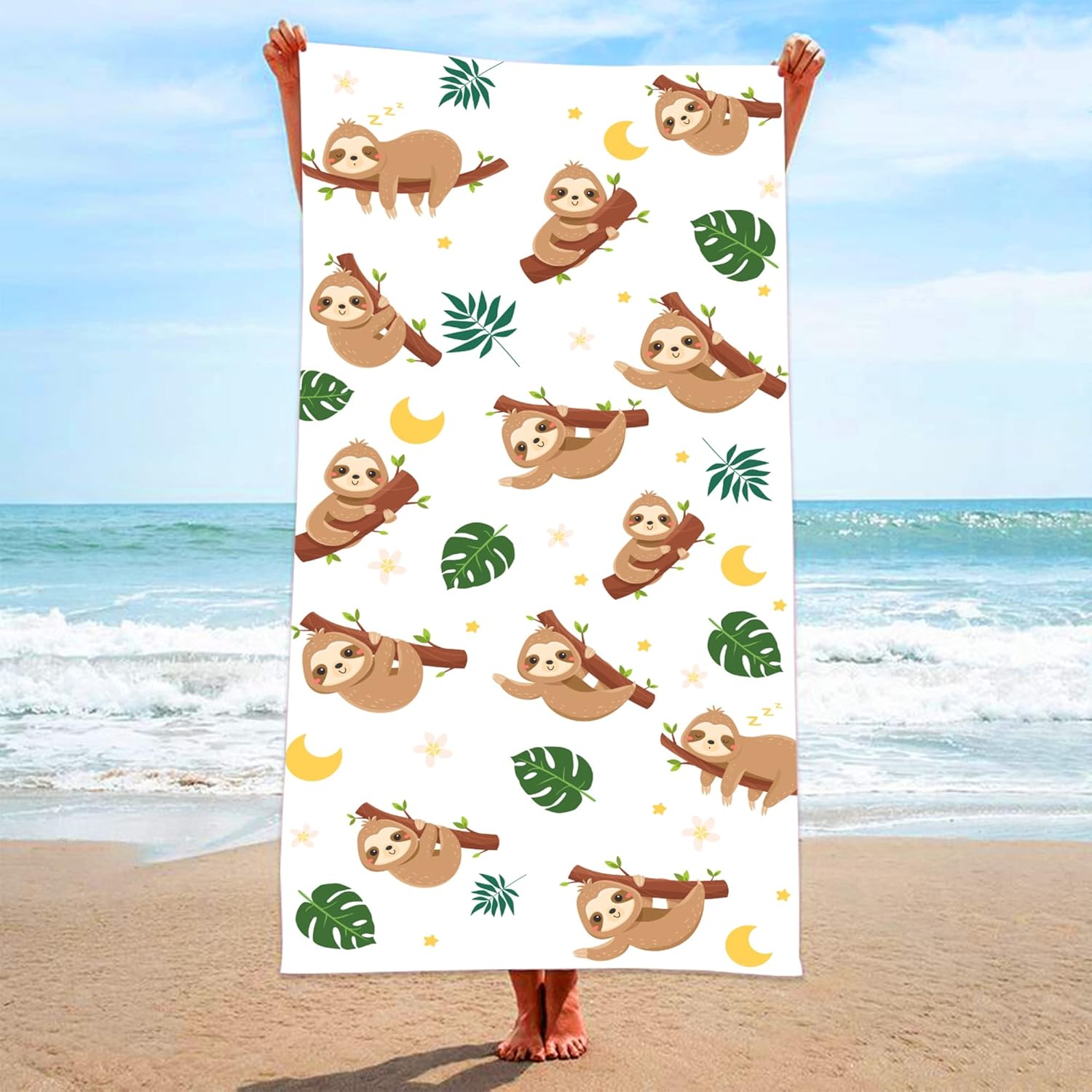 Bonsai Tree Beach Towel - Sloth Print 30x60 Microfiber