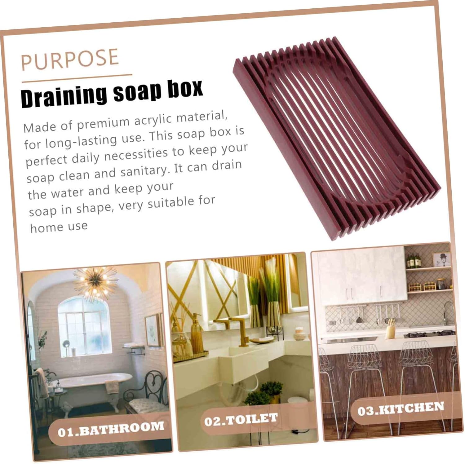 FOYTOKI Sturdy Acrylic Soap Holder for Bathroom Kitchen