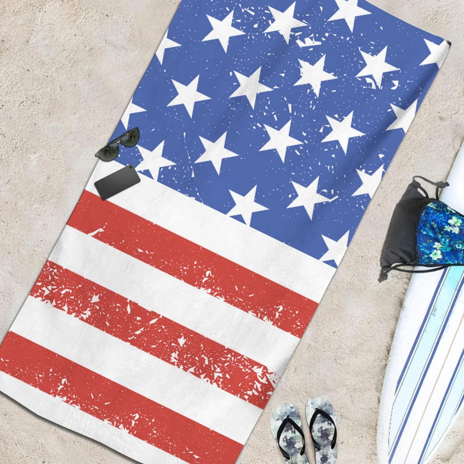SUNUAN American Flag Beach Towel 52x33