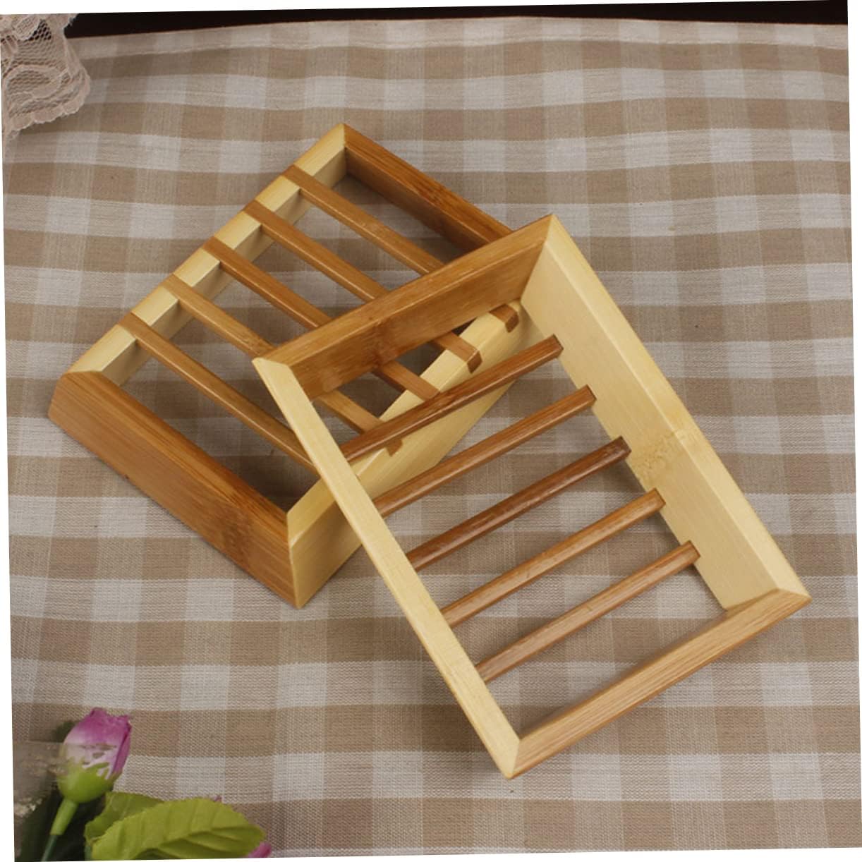 Natural Wooden Soap Dish Tray Holder Organizer Rack