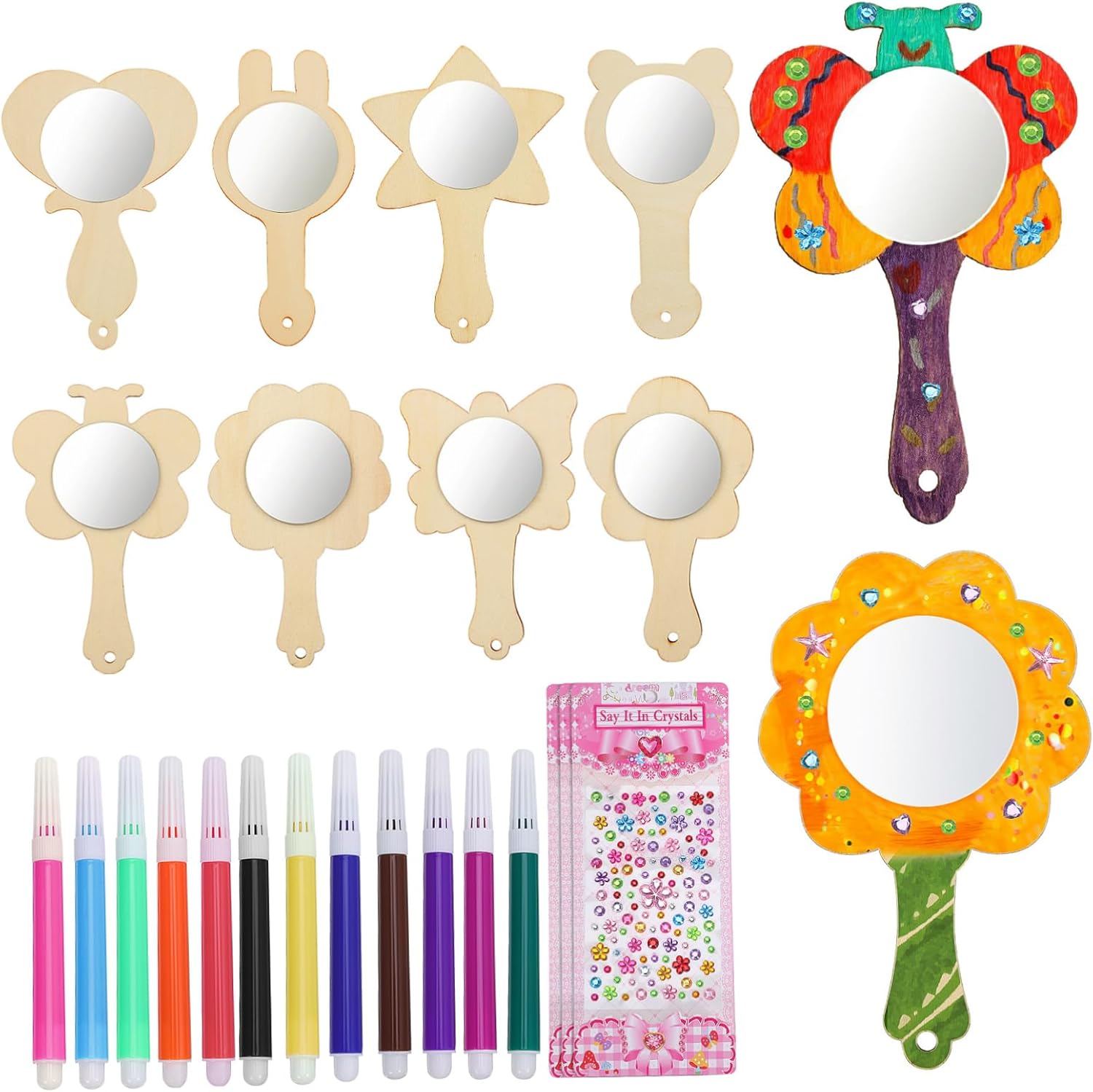 Veemoon Small Wooden Mirror Craft Kit