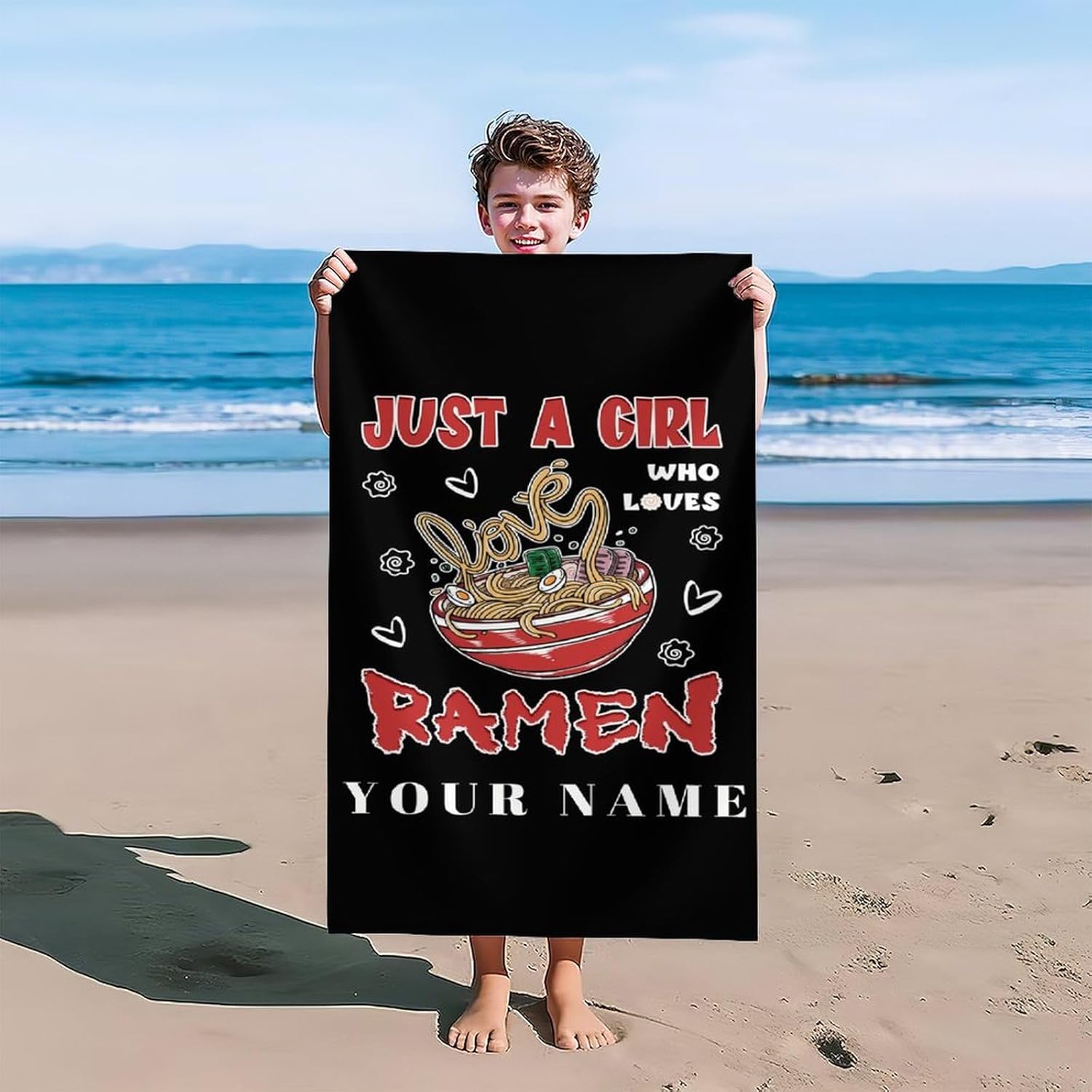 Custom Beach Towel for Kids - Soft Quick-Dry Ramen Towel