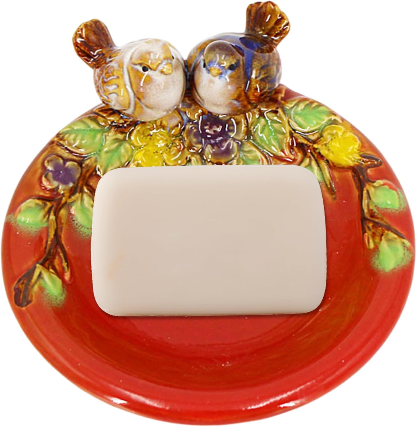 Nyutcwe Bird Soap Dish with Flower Leaf Pattern