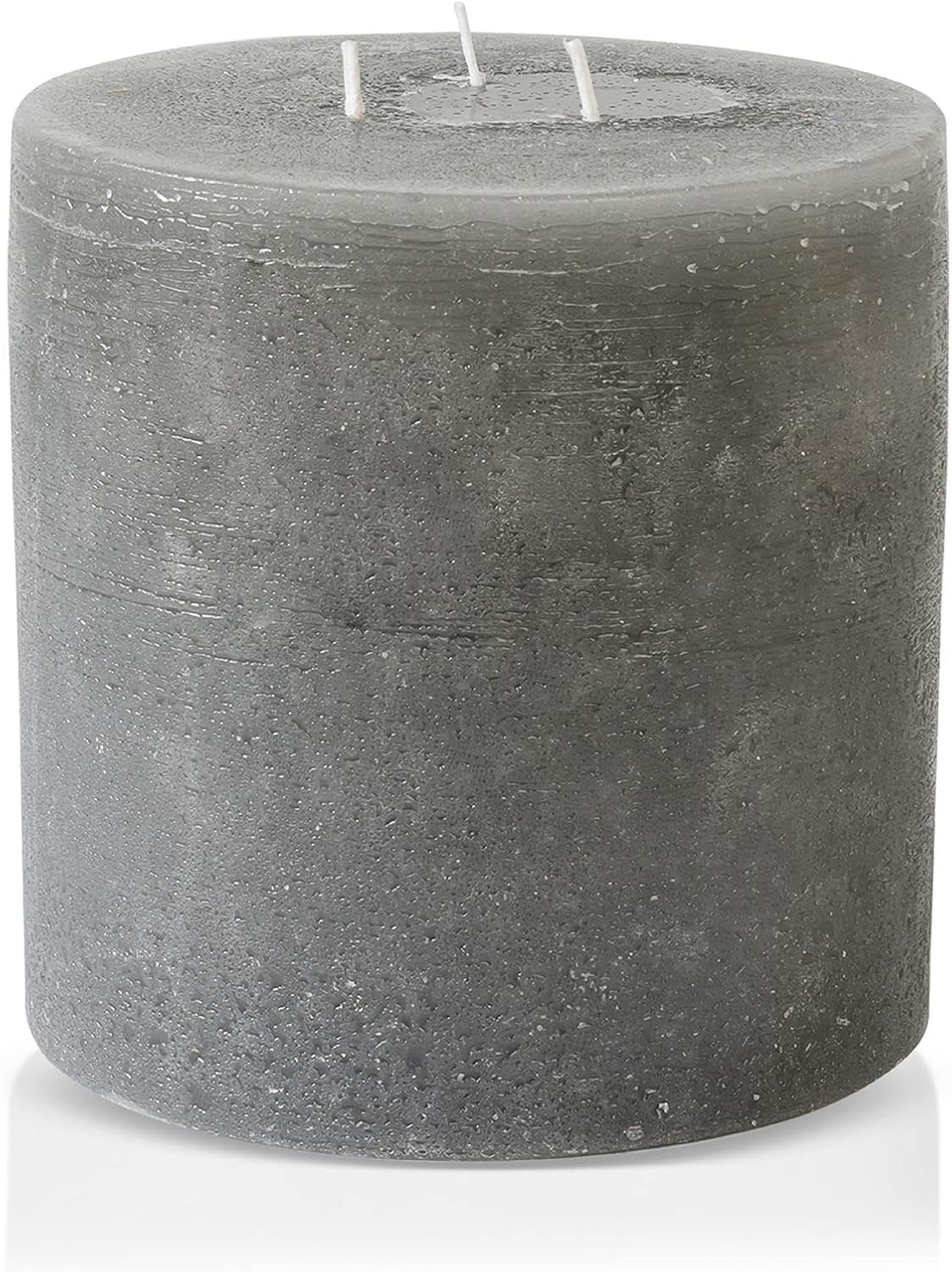 Bask Large Gray Pillar Candles - 3 Wick 6-Inch Diameter