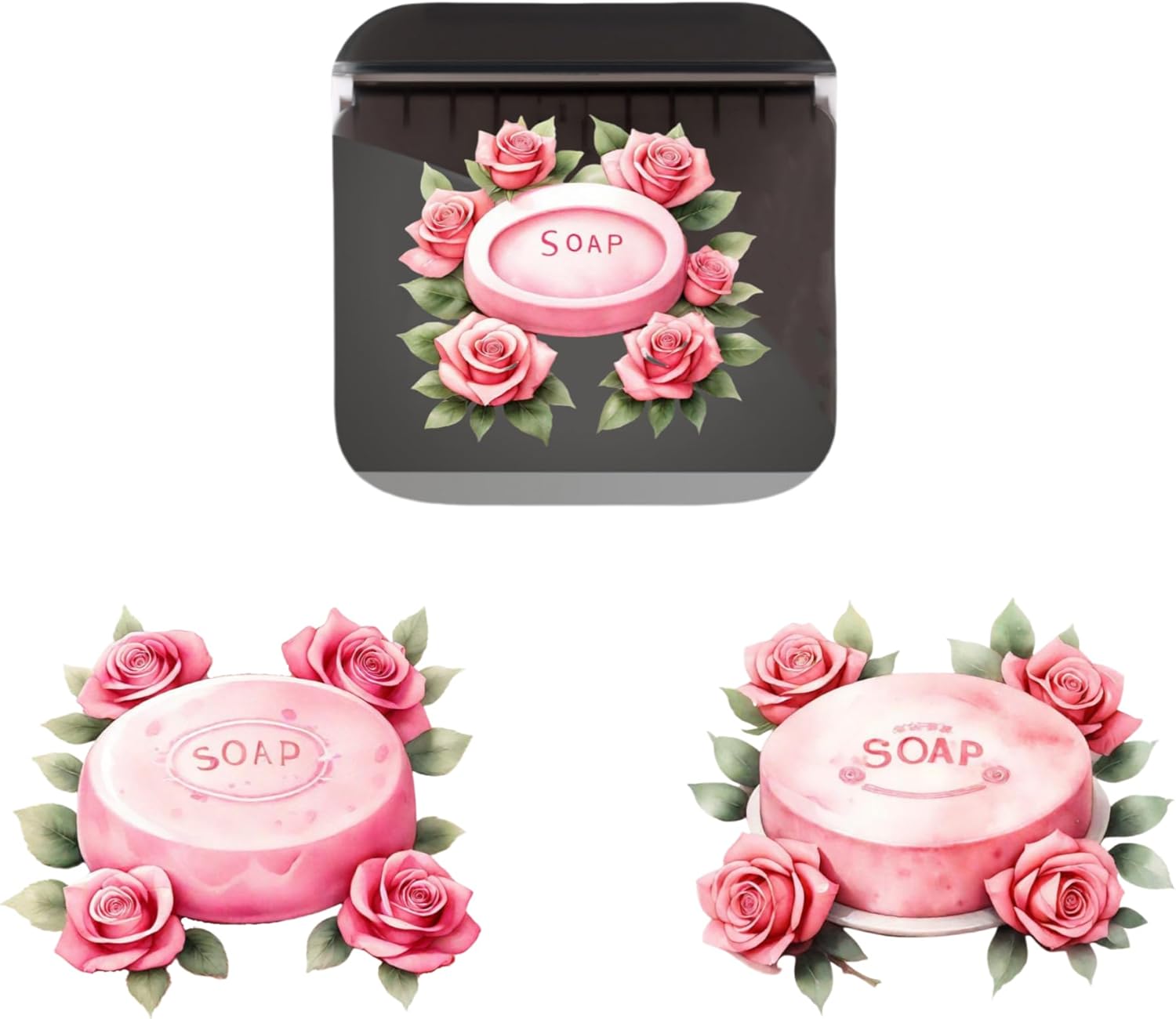 VZXAB Soap Dish Holder with Lid and Strong Adhesive