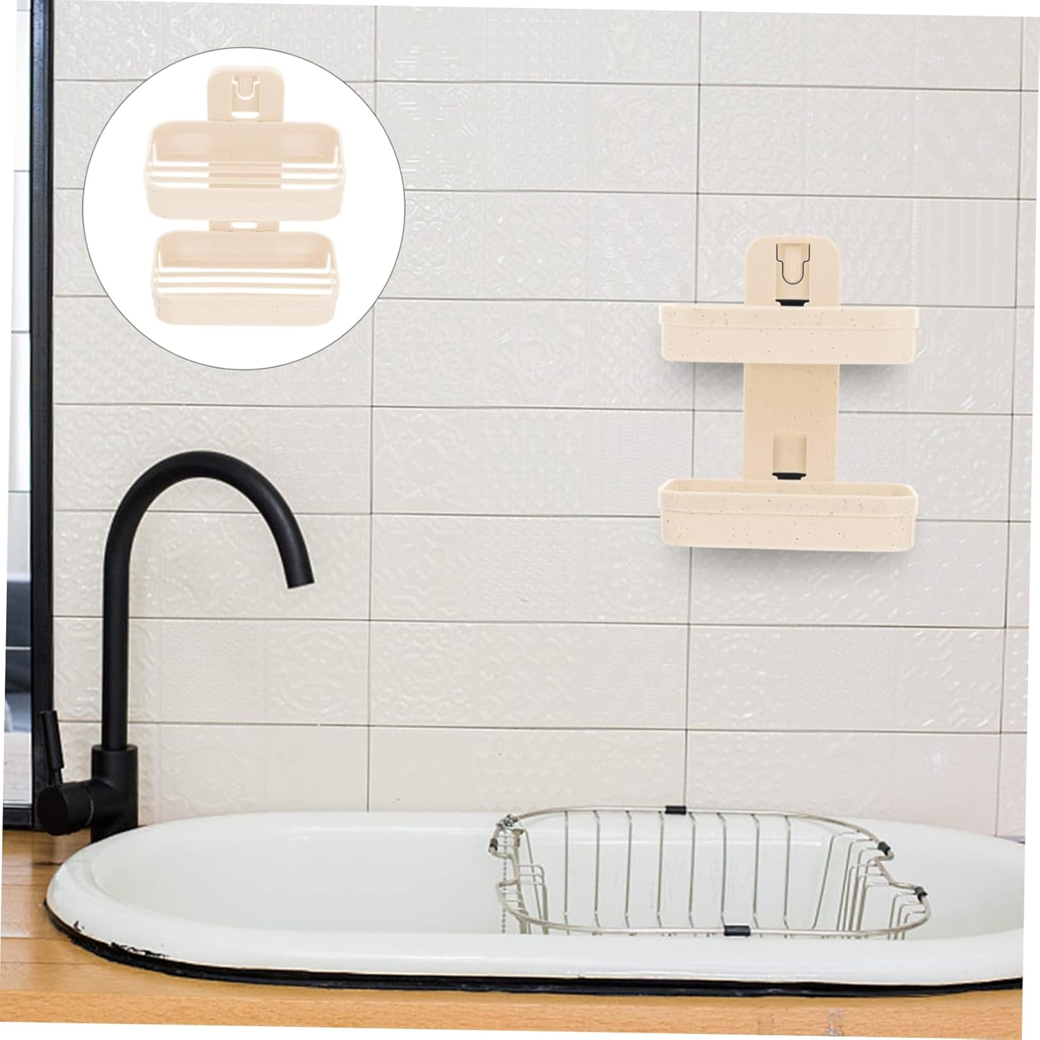COOLHIYA 2-Tier Adhesive Wall-Mounted Soap Holder