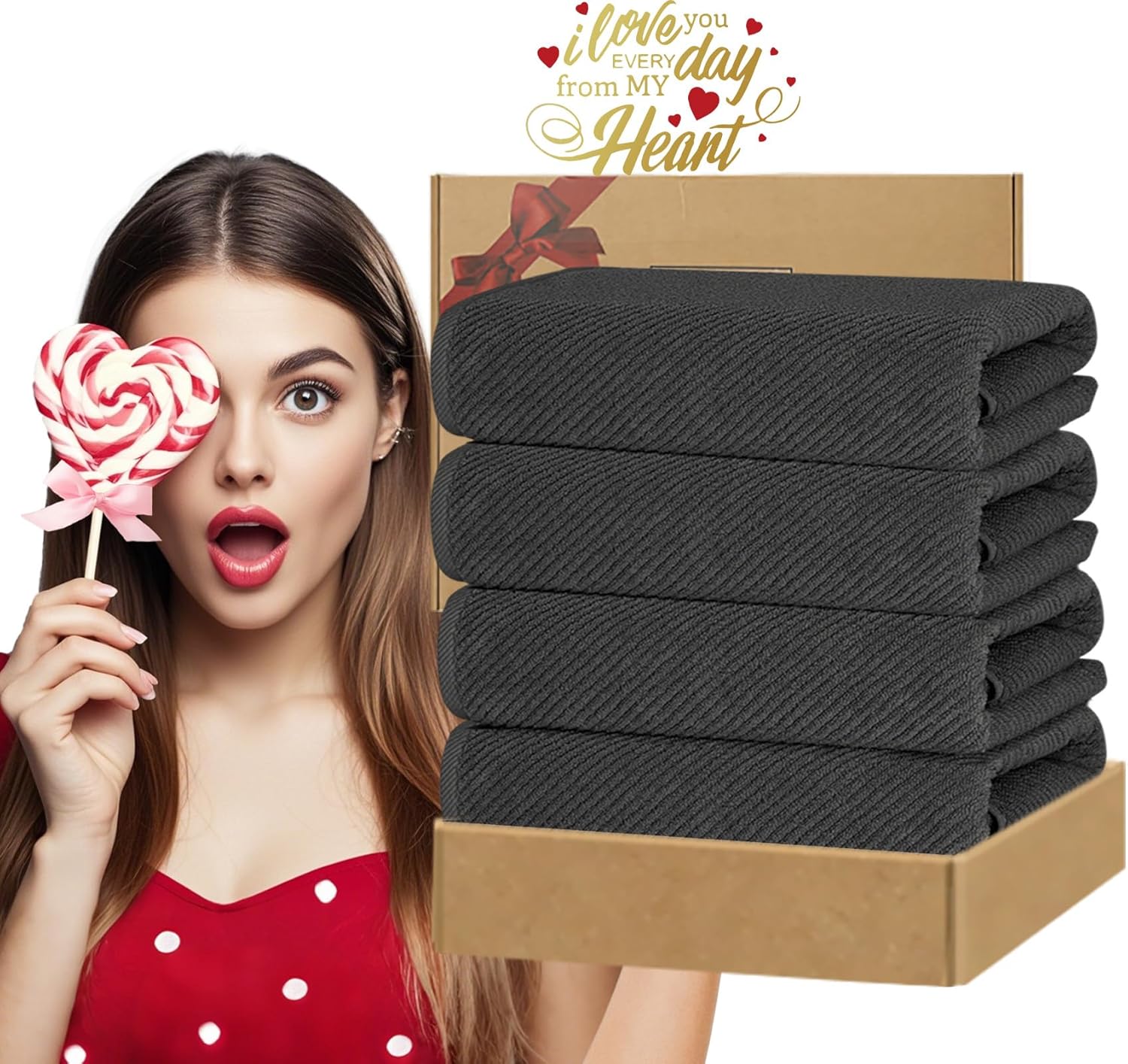 VOOVA MOVAS Dark Gray Bath Towel Set 4PC