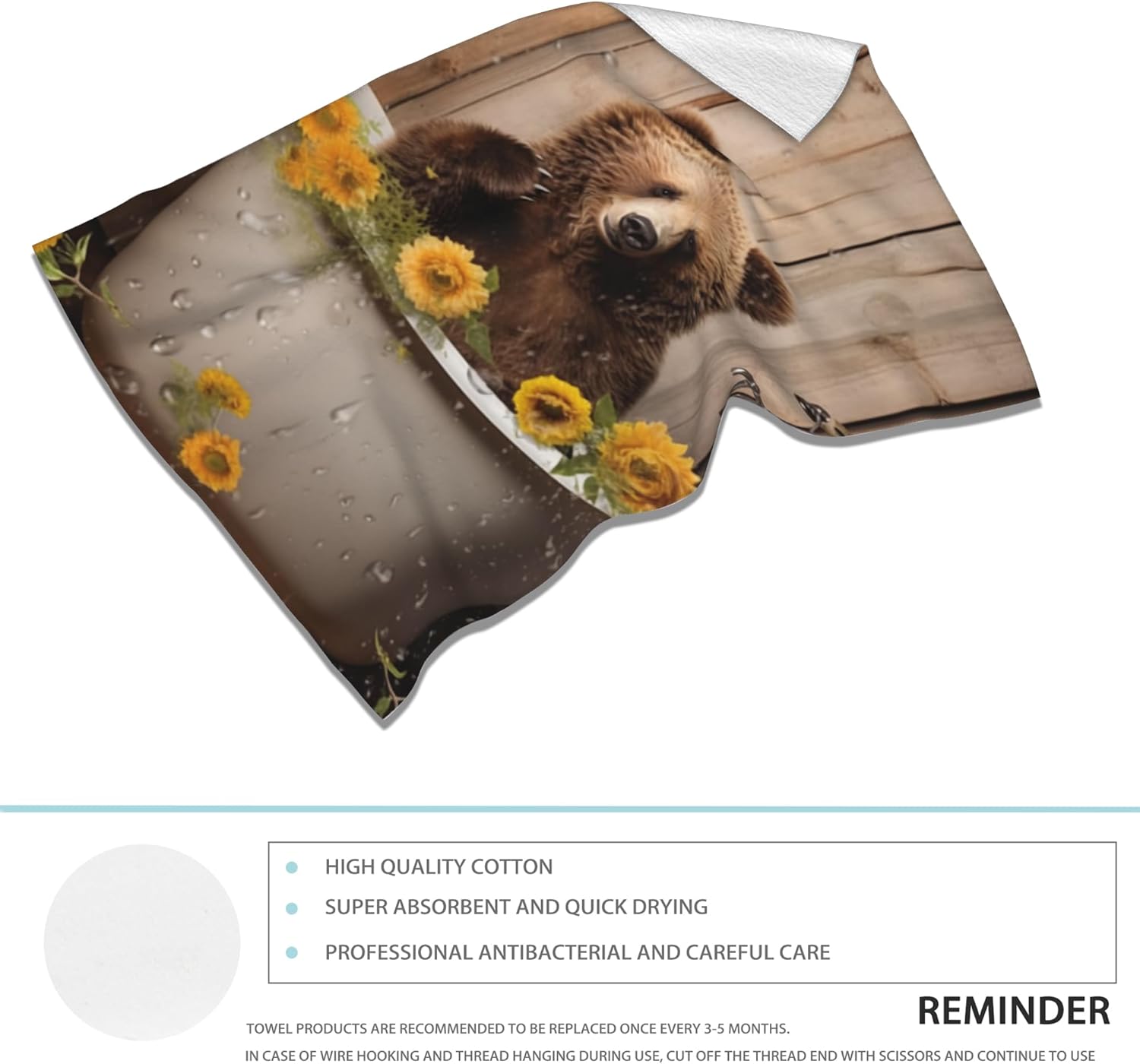 CXULIN 2 Pack Funny Bear Hand Towel Set