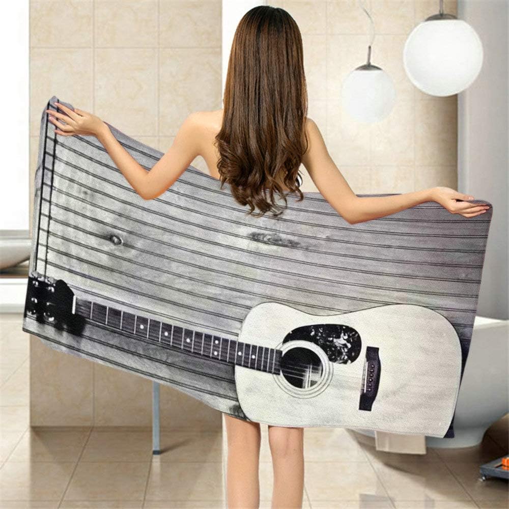 Moslion Soft Bath Towel Vintage Guitar Design