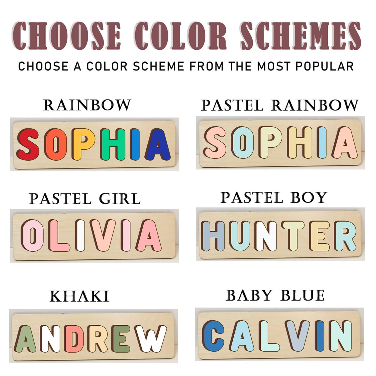 Personalized Wooden Name Puzzle for Toddlers 1-3